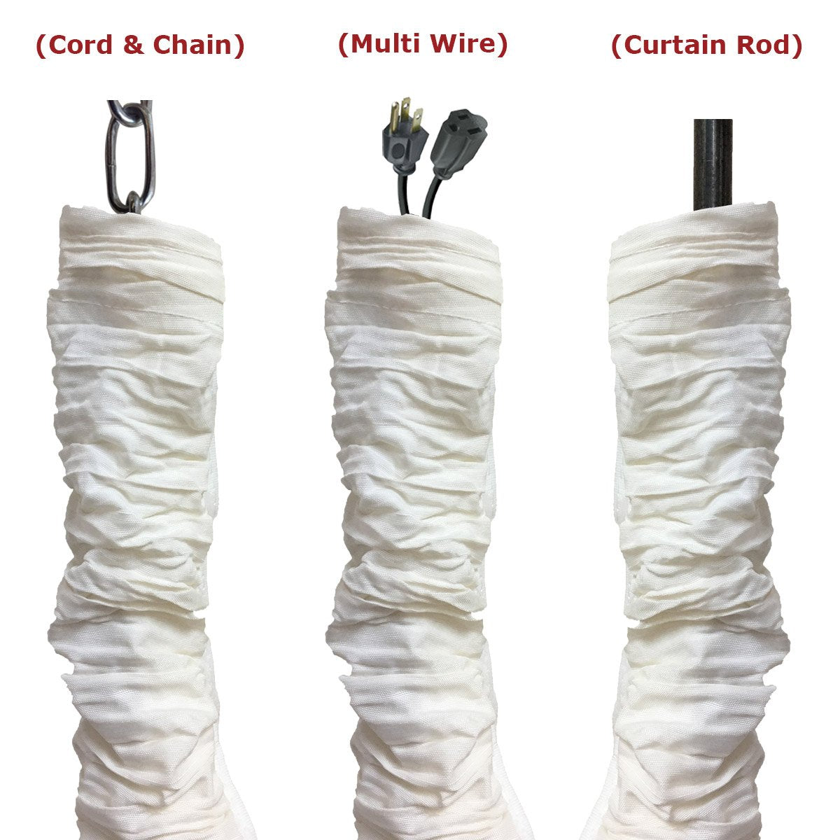 Royal Designs, Inc. Cord & Chain Cover 4 Ft Silk Type Fabric, Chandelier Pendant Lighting Chain & Cable Management, Touch Fasten