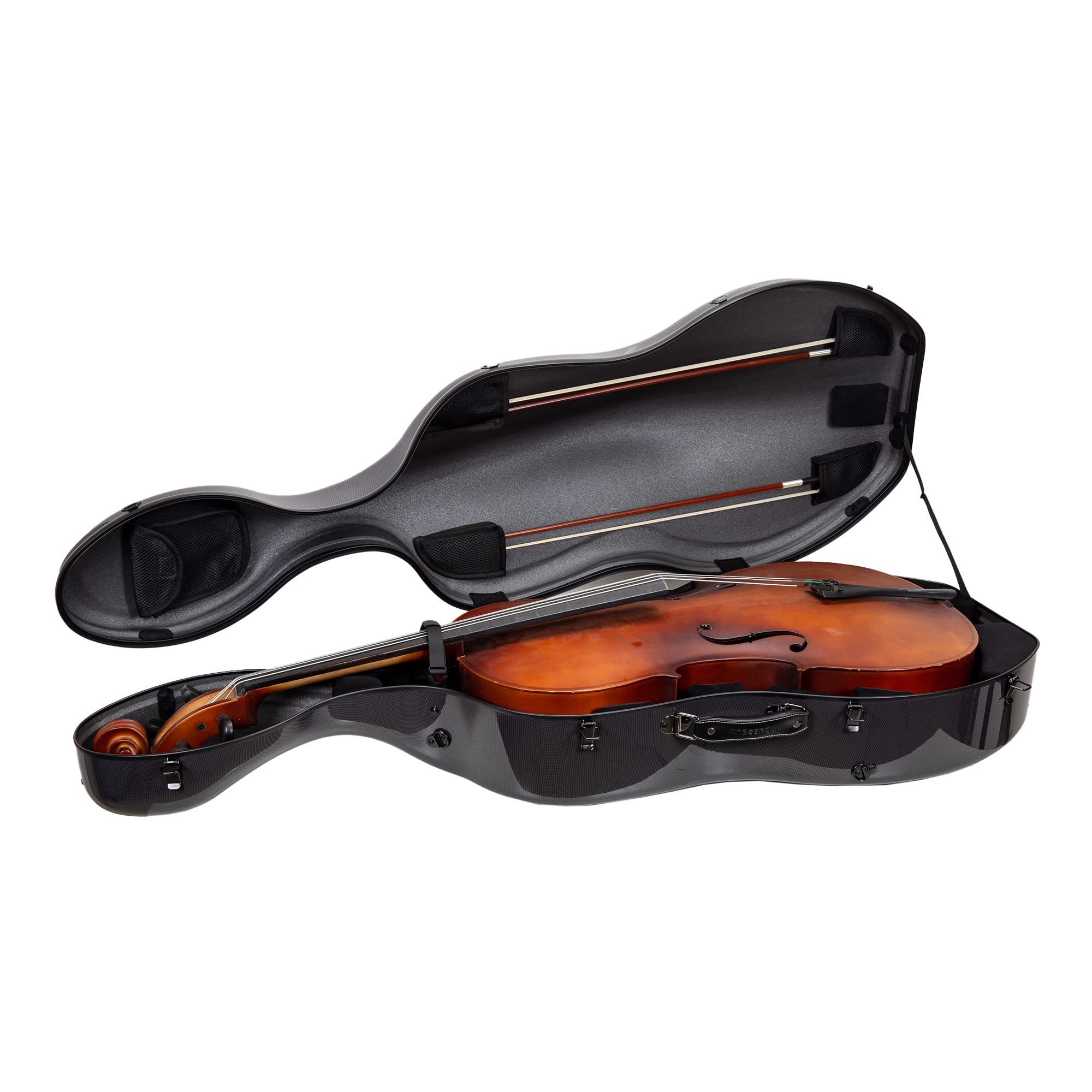 Crossrock Carbon Fiber Case fits for 4/4 Full Size Cello with Removable Shoulder Straps-Black(CRF3020CEFBK)