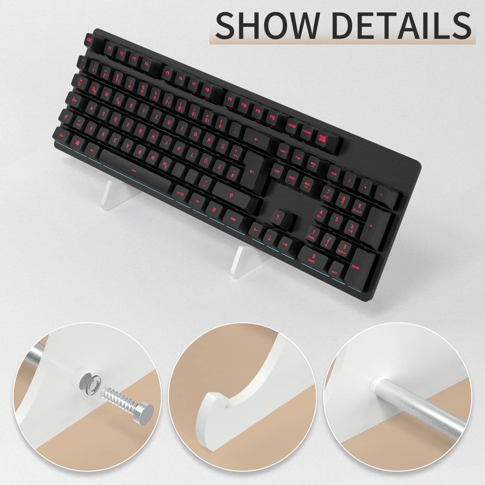 Yimagujrx Runjrx Mechanical Keyboard Acrylic Display Stand, 1-Tier, White Acrylic