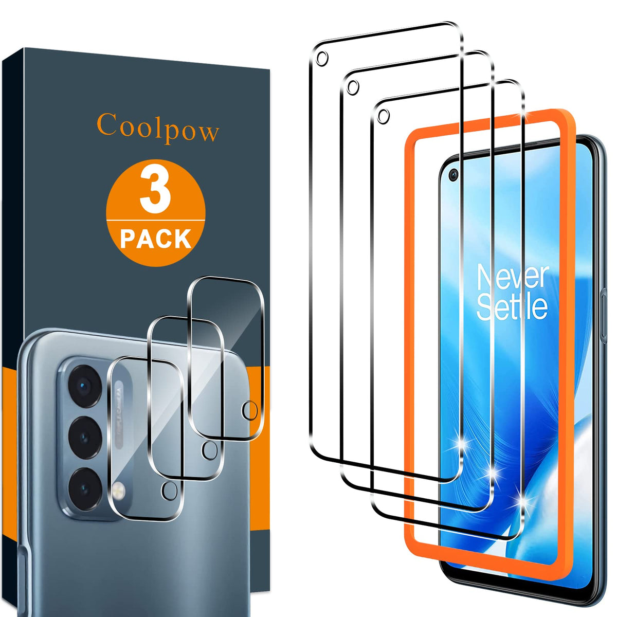 ?3+3 Pack?Coolpow Designed For Oneplus Nord N200 5G Screen Protector Plus One Nord N200 5G Screen Protector Tempered Glass Cell