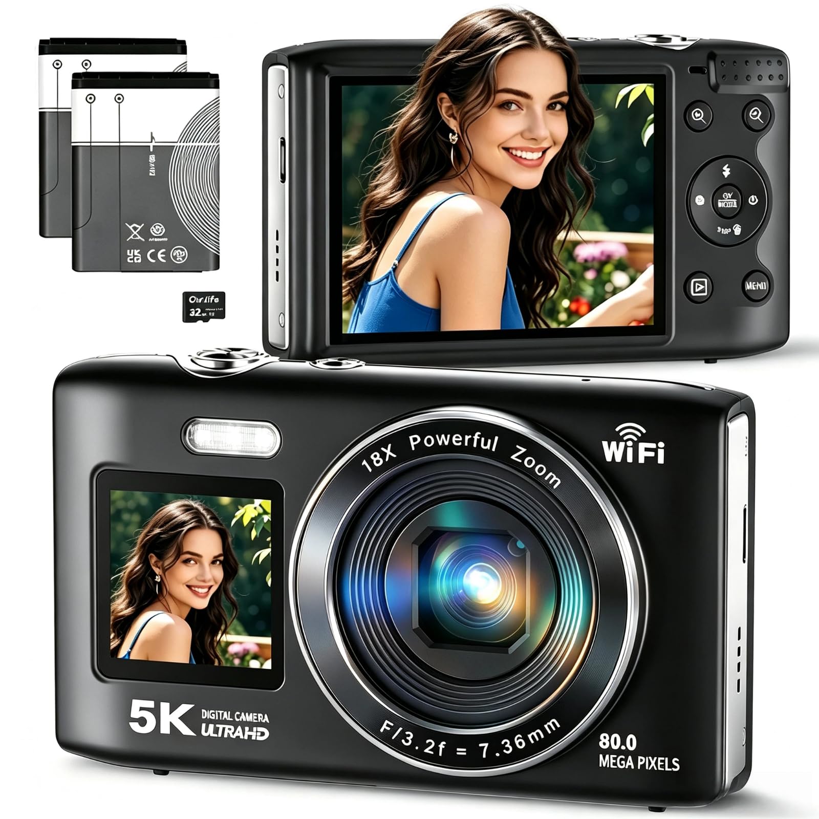 5K Digital Camera Dual Screen Cameras for Photography