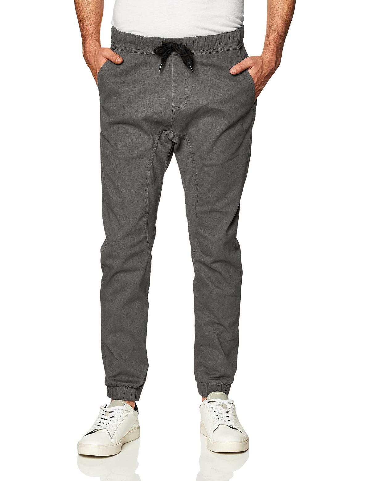 Southpole Mens Basic Stretch Twill Jogger Pants Reg And Big  Tall Sizes, Dark Grey, Large