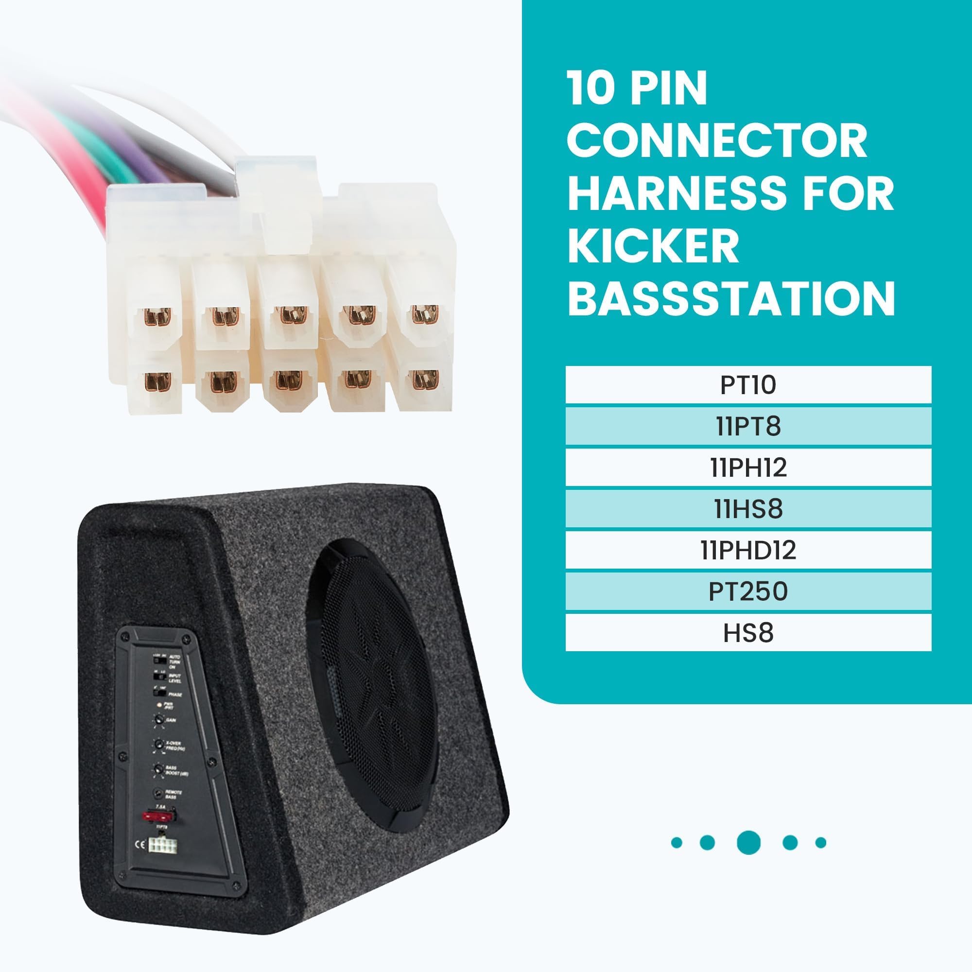 Nuith 10 Pin Stereo Wiring Harness For Kicker Bass Station, Radio Wiring Harness Plug Compatible With Kicker Pt10 11Pt8 11Ph12 1