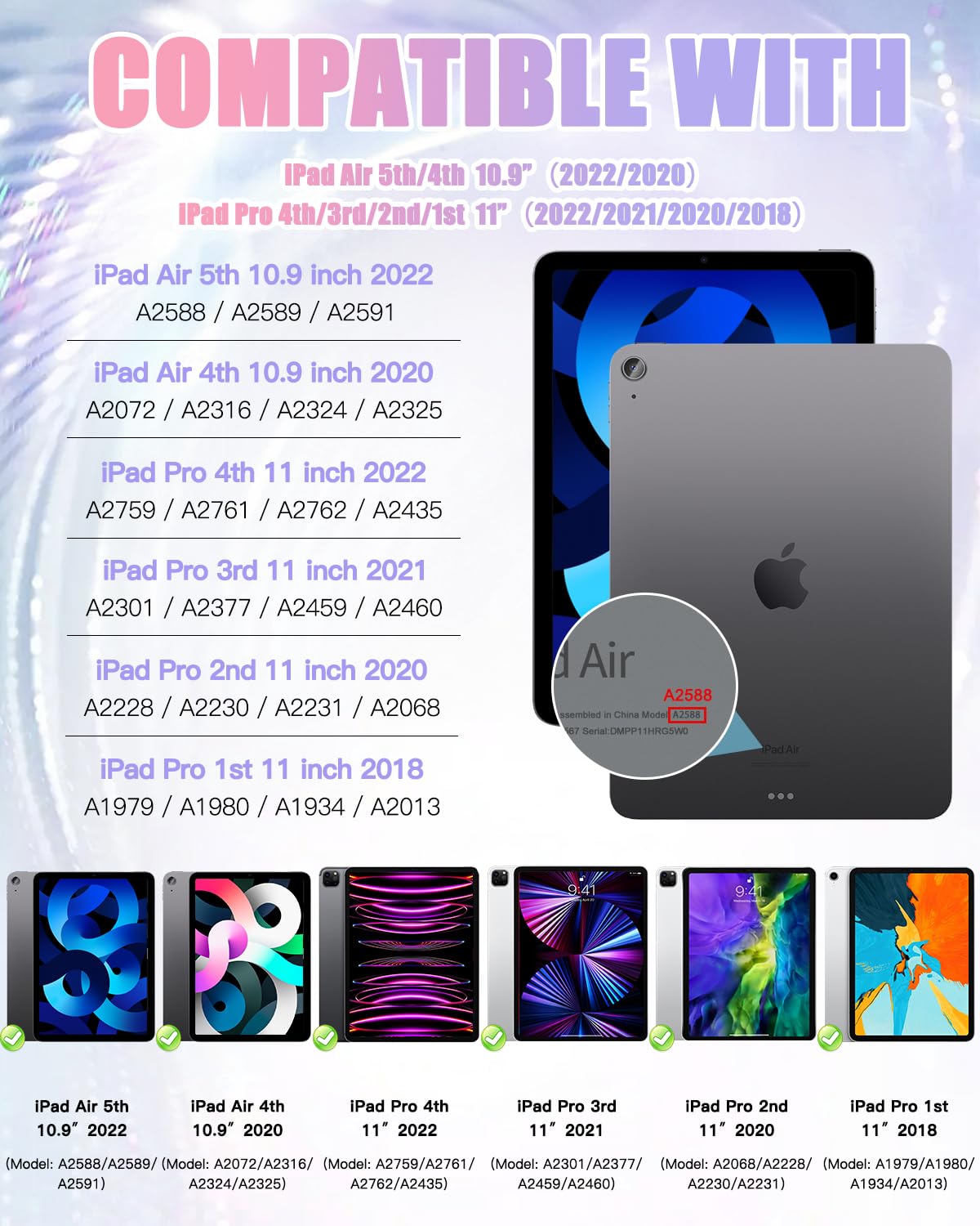 Braecn Case For Ipad Air 5Th/4Th Generation 2022/2020, Ipad Pro 11 4Th/3Rd/2Nd/1St Gen Case 2022/2021/2020/2018, Rugged Silicone