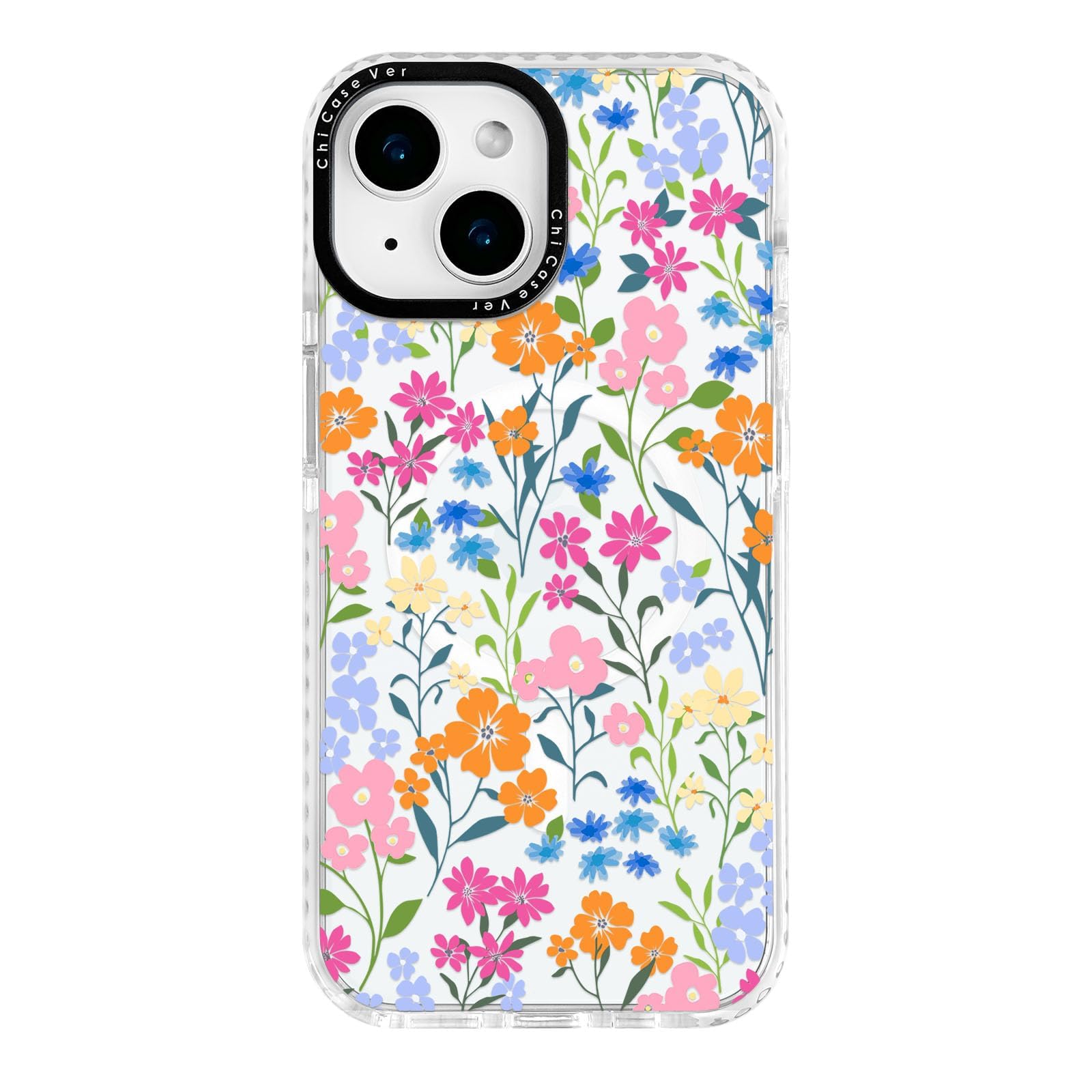 ChiCaseVer for iPhone 13 mini Case, Colorful Wildflower Floral Pattern, Spring Garden Slim TPU Compatible with MagSafe & Militar