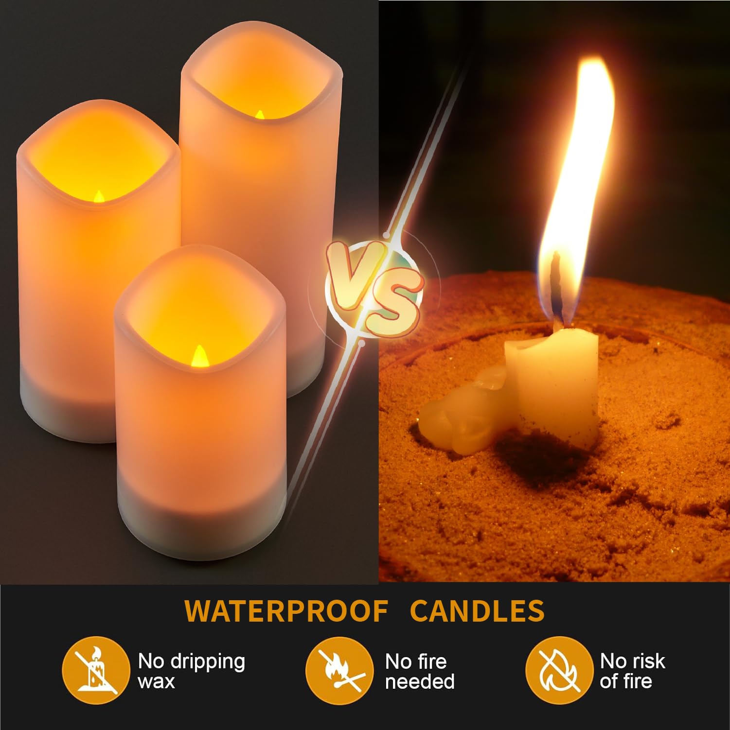 Qqfctoo 12Pack Outdoor Waterproof Flameless Candle, Battery Powered Twinkling Led Candle For Outdoor Decoration, Porch H 4'' 5''