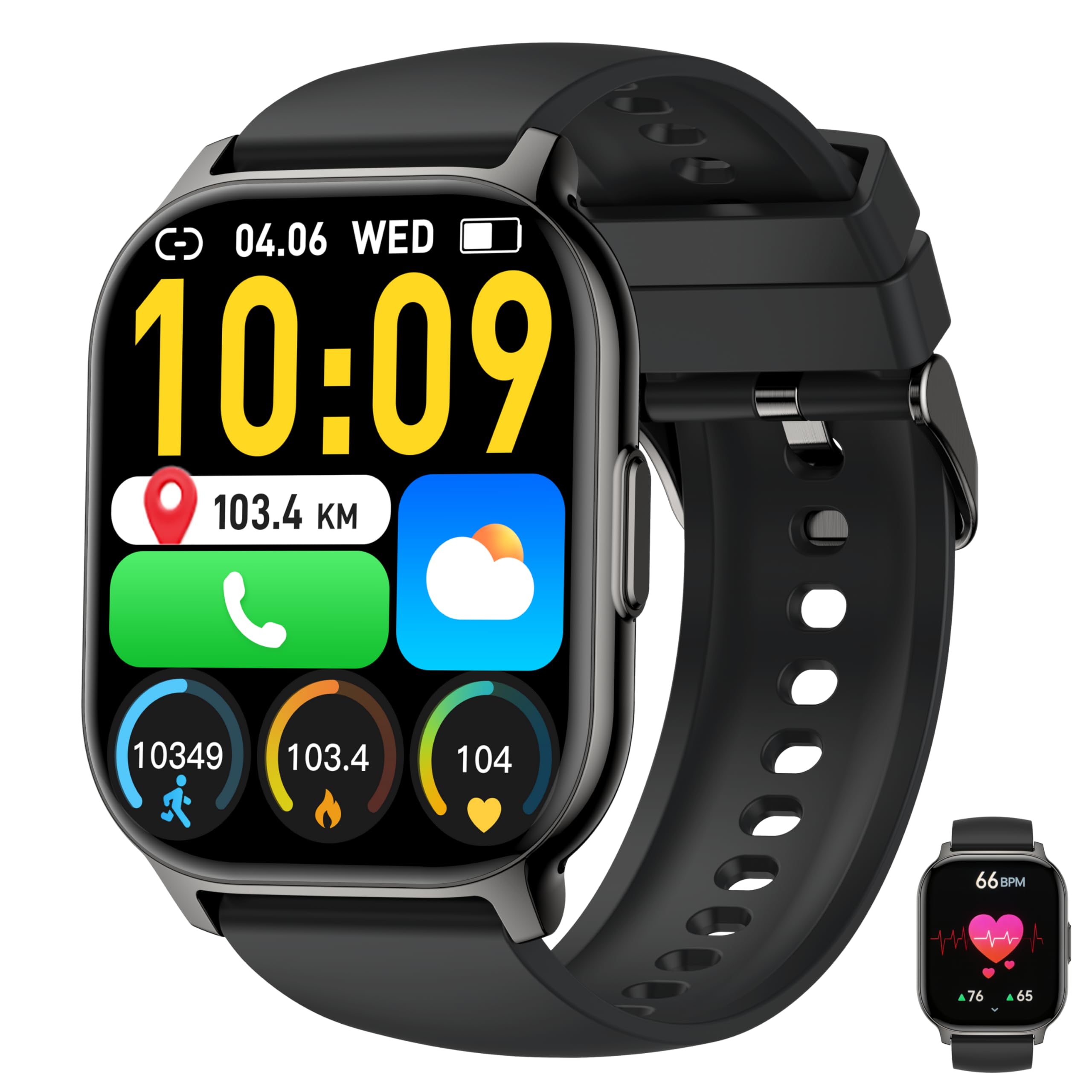 Zreal Smart Watch with Bluetooth Calls & Text, 2.1 HD Large Screen Health & Fitness Tracker for Android & iPhone, Heart Rate SpO