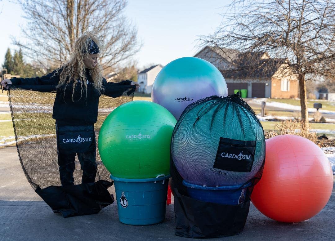 Cardiostix Bucket Ball Hauler For Cardio Drumming | Drumsticks, Premium Mesh, Fitness, Aerobic Class, Caddy, Pound, Exercises &