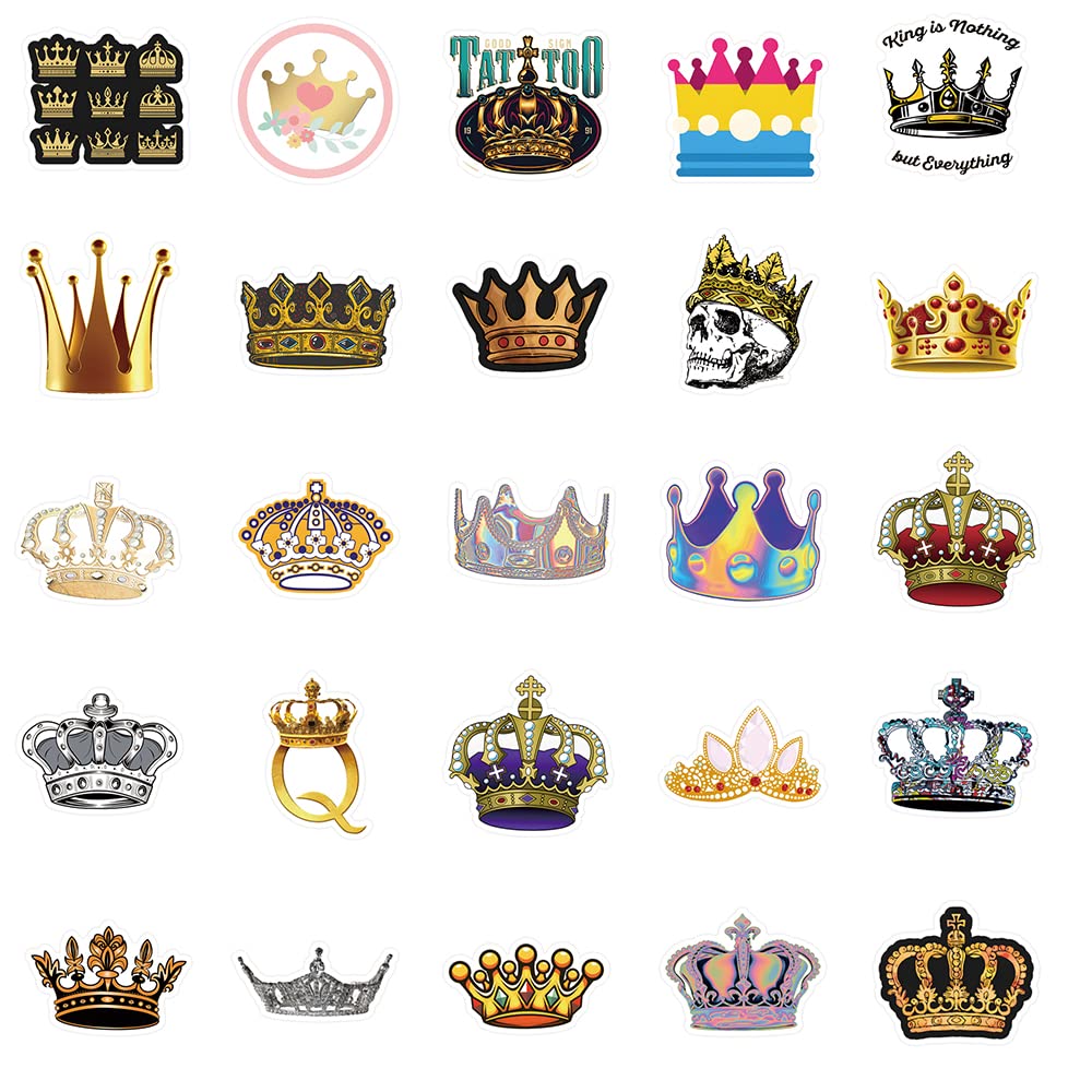 Imperial Crown Stickers 51Pcs Cute Cartoon Gold Right Shine Pack | Cool Colorful Deacls Graffiti Vinyl Pvc Waterproof For Adults
