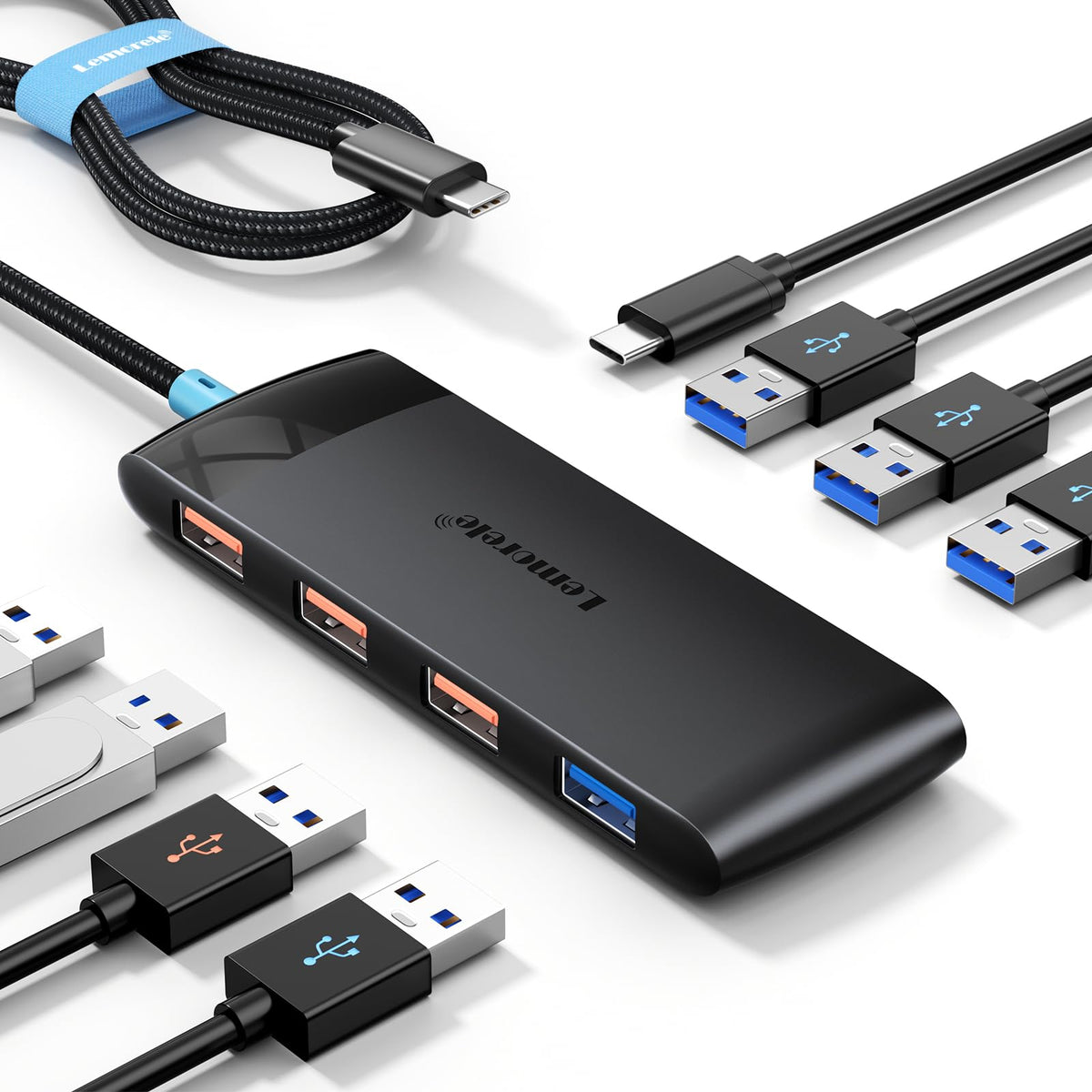 Usb C Hub With 3 Usb 3.2 10Gbps & 4 Usb 3.0 5Gbps Ports, 5V 3A Charging Port, Usb C To Usb Port Extender For Macbook Pro/Air, Hp