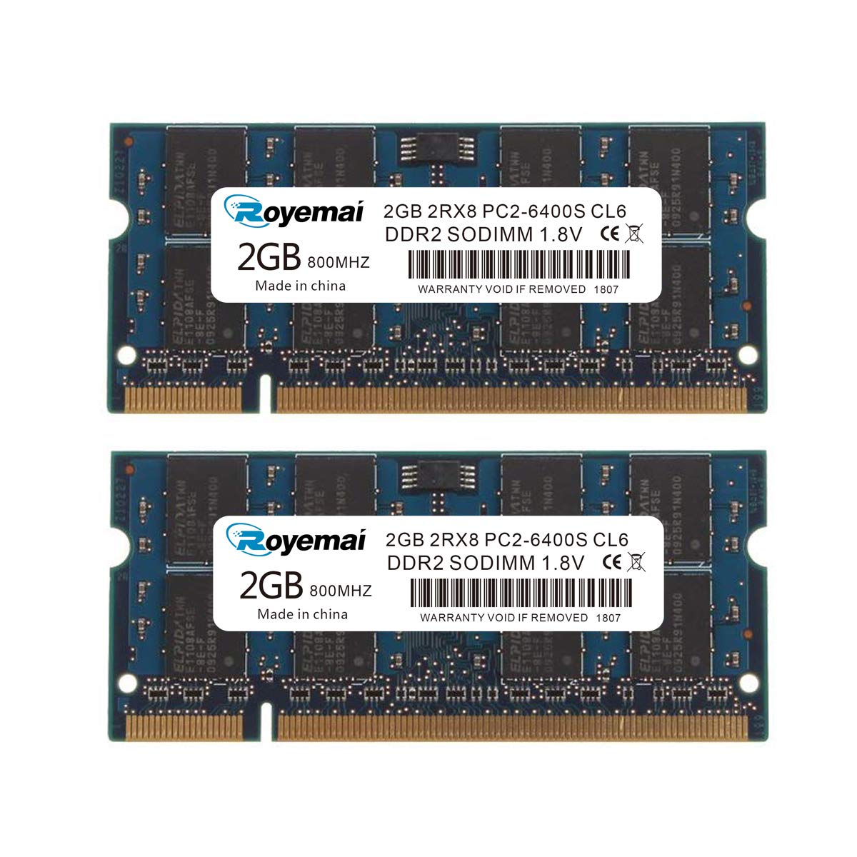 4Gb Kit (2X2Gb) Pc2-6400 Ram, Ddr2 800Mhz Sodimm 2Rx8 Cl6 1.8V 200Pin Memory Ram For Laptop Notebook Computer