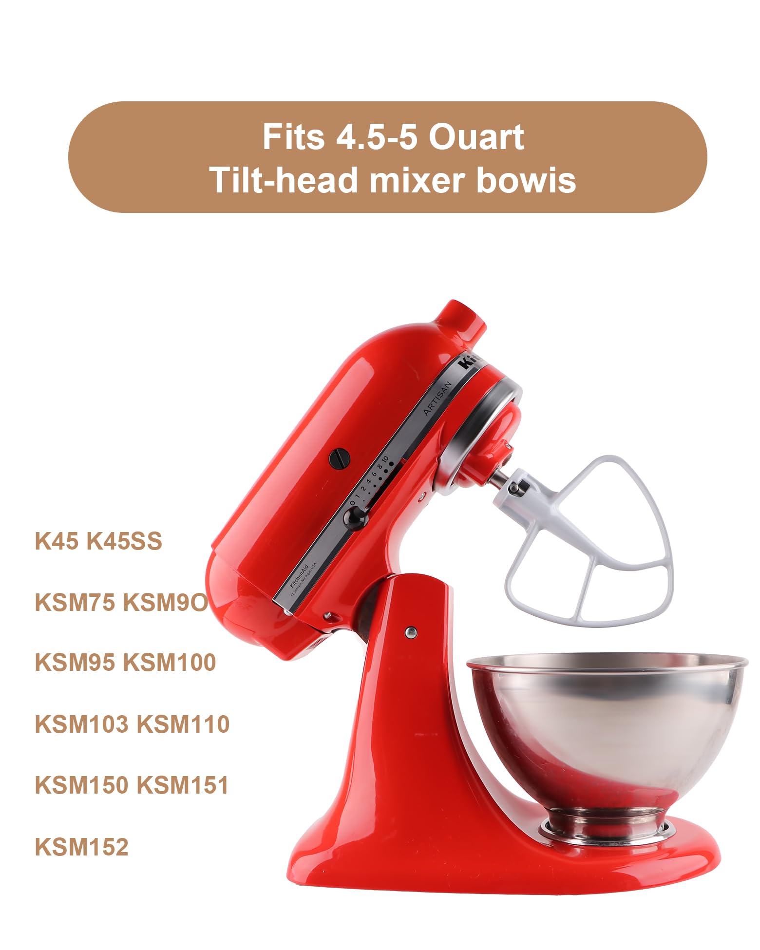 Meet Juice K45B Coated Flat Beater, Compatible With Kitchenaid Paddle For Mixer, Kitchenaid Accessories And Attachments Fits For
