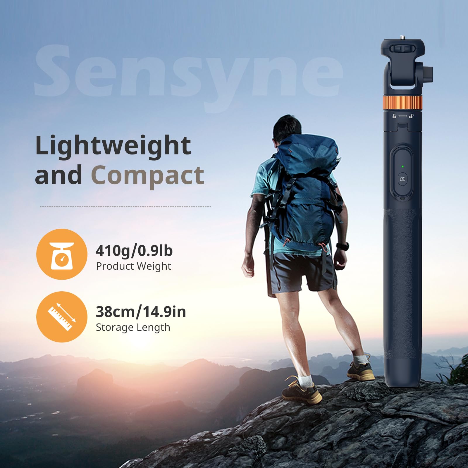 SENSYNE 72 Phone Tripod & Selfie Stick, Extendable with Detachable Holder, Compatible with All Cell Phones/Cameras, Blue