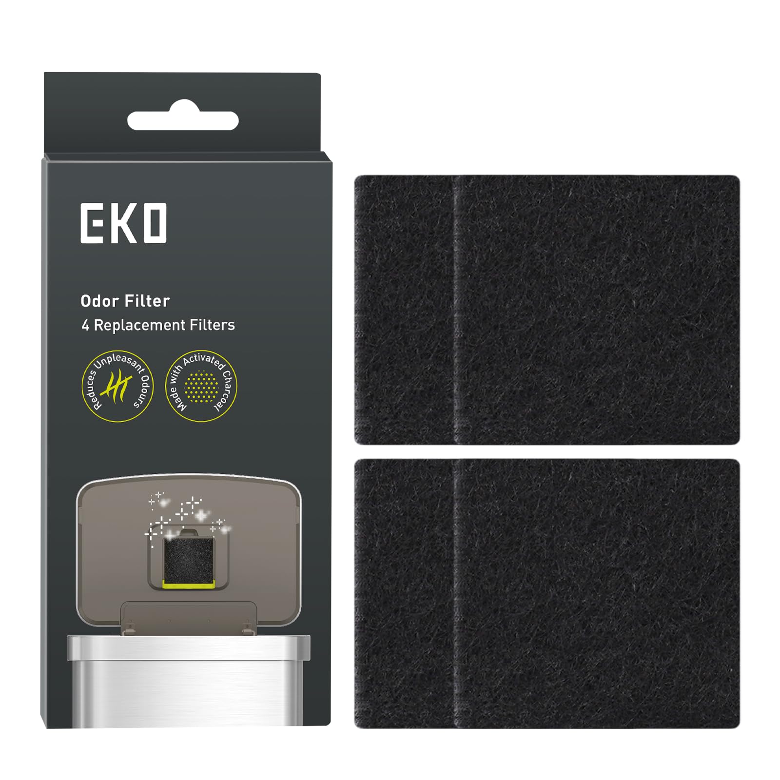 Eko Trash Can Odor Filter Refills For Trash Can And Compost Bin, Activated Charcoal Deodorizer, Strong Charcoal Odor Absorber, P