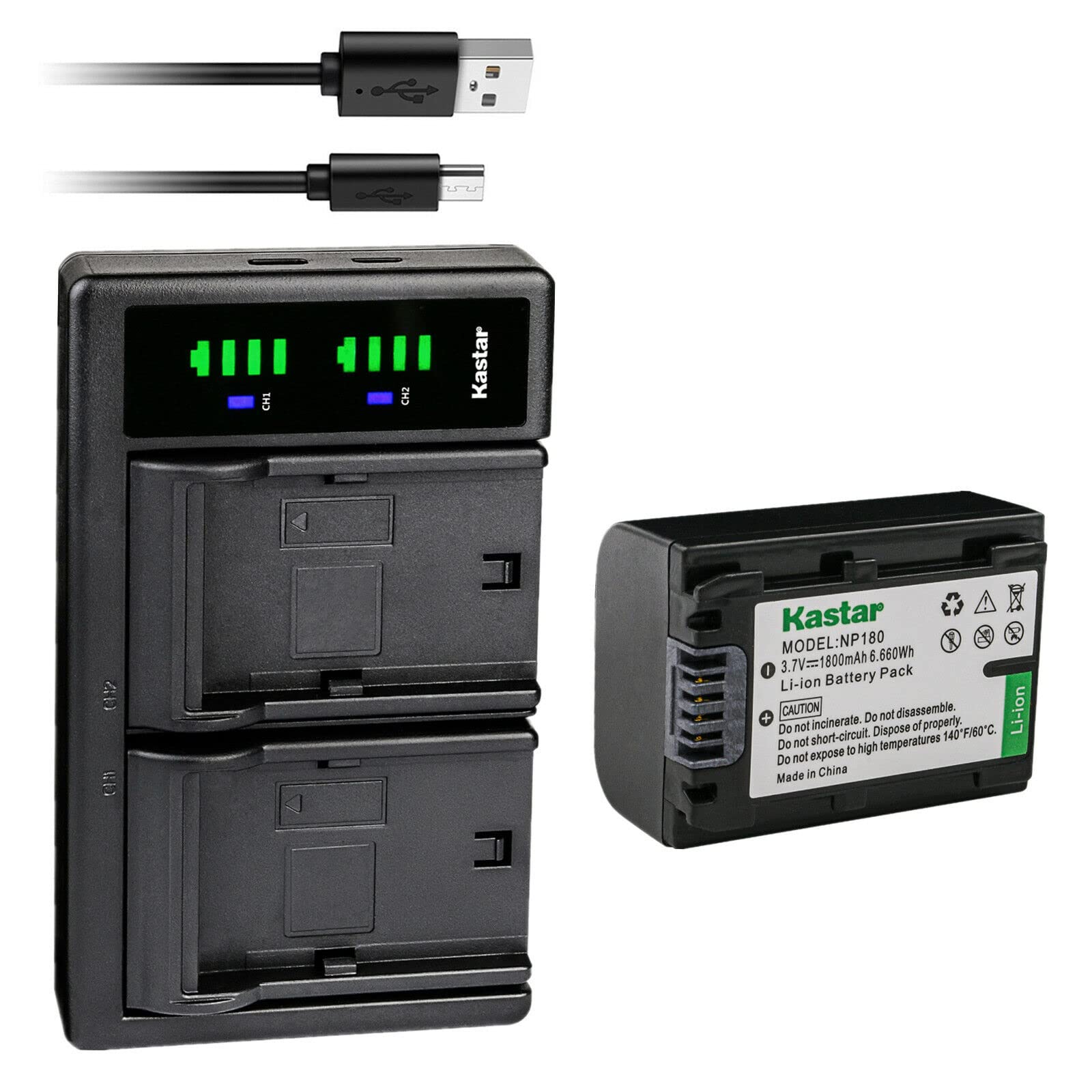 Kastar 1-Pack NP-180 Battery and LTD2 USB Charger Compatible with Minolta MN2K50NV - 2.7K Quad HD, MN4K25NV - 4K Ultra HD, MN4K2