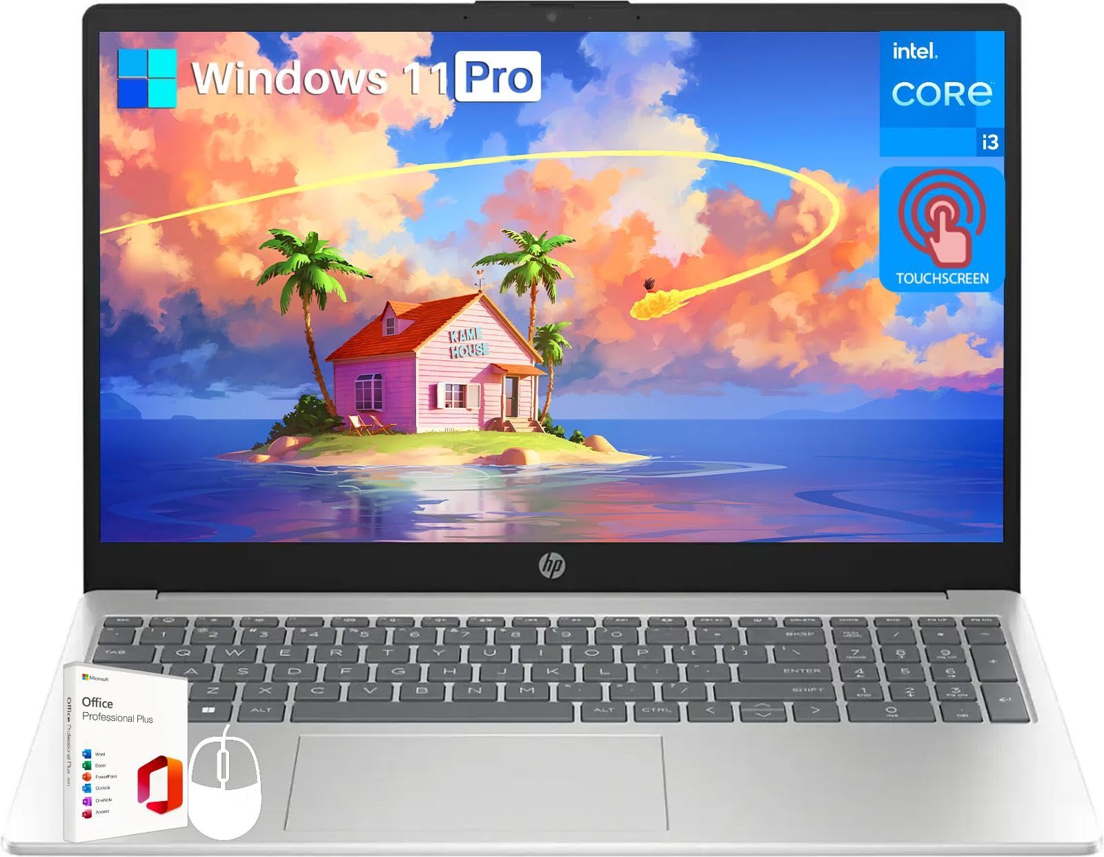 HP 15.6 Touchscreen Laptop Windows 11 Pro, Intel i3-1215U(Up to 4.4GHz), Intel UHD Graphics, 64 GB RAM, 1 TB SSD, Long Battery L