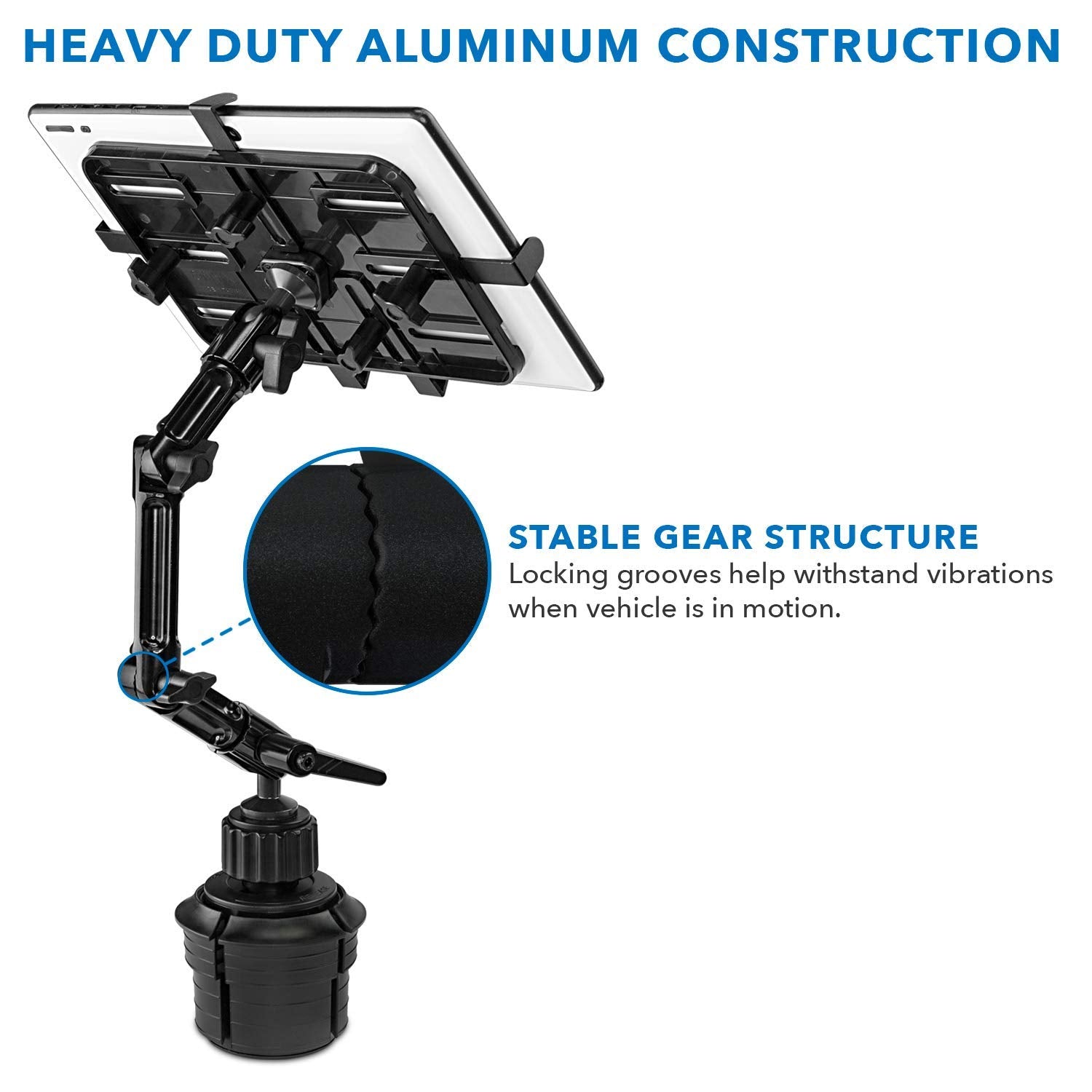 Mount It! Premium Cup Holder Tablet Mount for Cars   Tablet ELD Mount   Heavy Duty Aluminum Tablet Mount For iPad, Galaxy, & Fire Tablets (MI 7320)