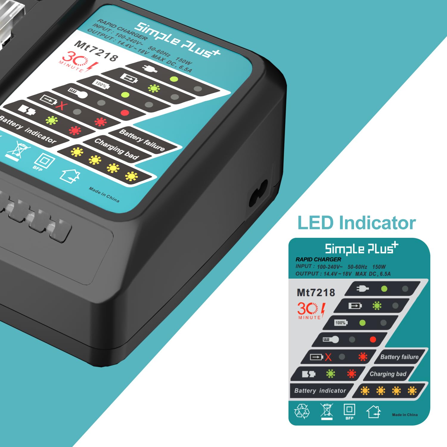 Lithium Ion Battery Charger 14.4V 18 Volt With Led Screen Replacement For Makita Lithium Ion Batteries Bl1850 Bl1840B Bl1820 Bl1