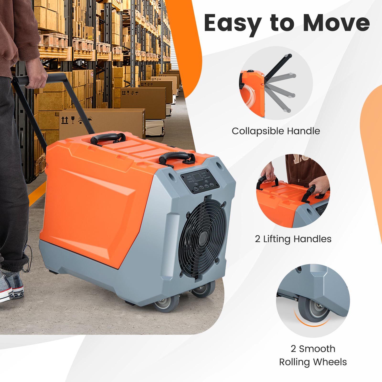 Costway 180 Ppd Commercial Dehumidifier, With Pump & Drain Hose, Industrial Dehumidifier With Auto Defrost, 2 Wheels & Collapsib