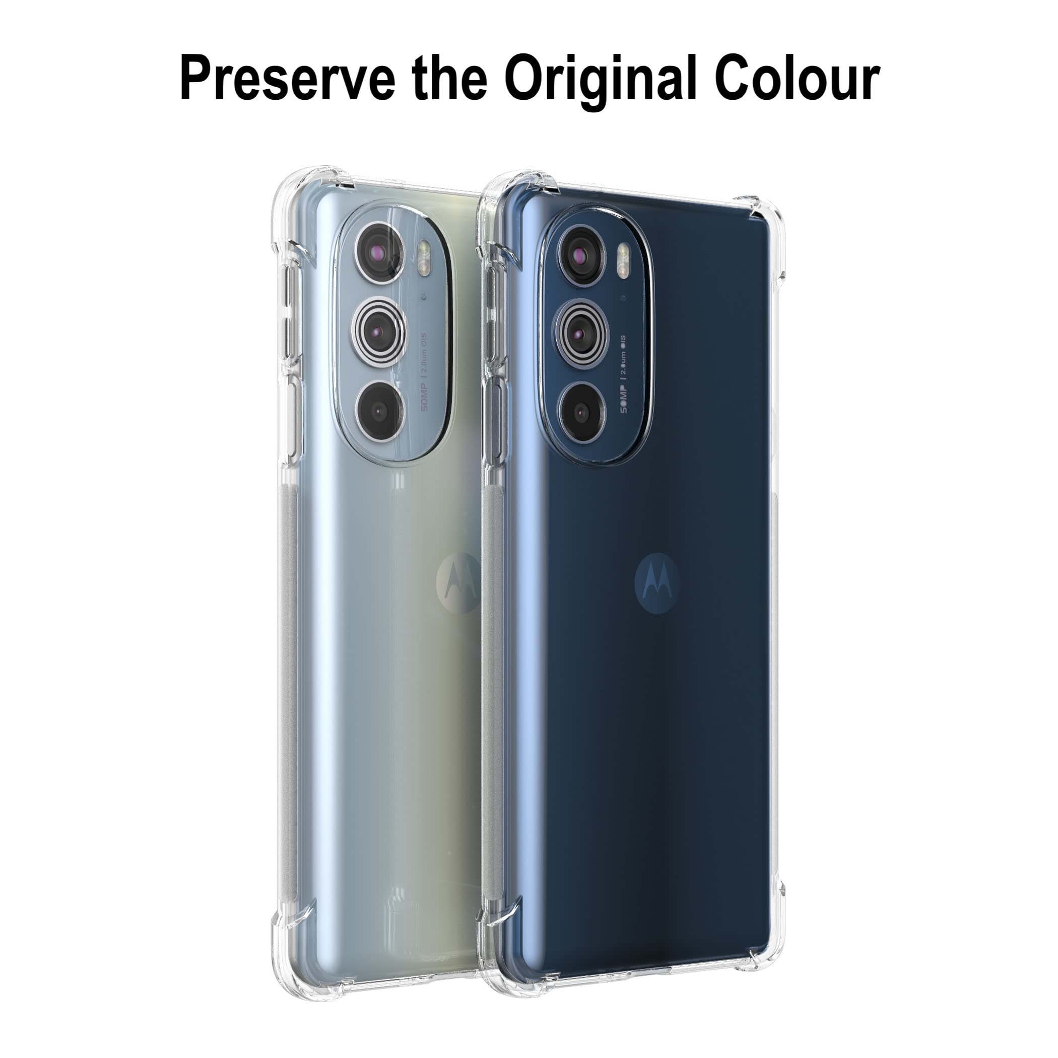 Cresee Phone Case for Motorola Edge Plus 2022 5G UW Crystal Clear Reinforced Corners Flexible TPU Transparent