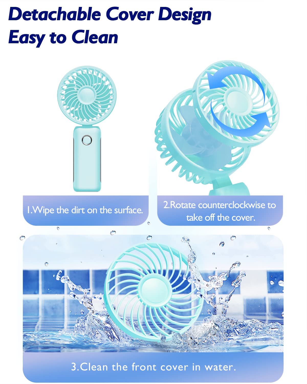 Rnkrun Mini Portable Fan, 4000Mah Personal Handheld Fan Foldable Battery Operated Usb Rechargeable Small Desk Fan Quiet Powerful