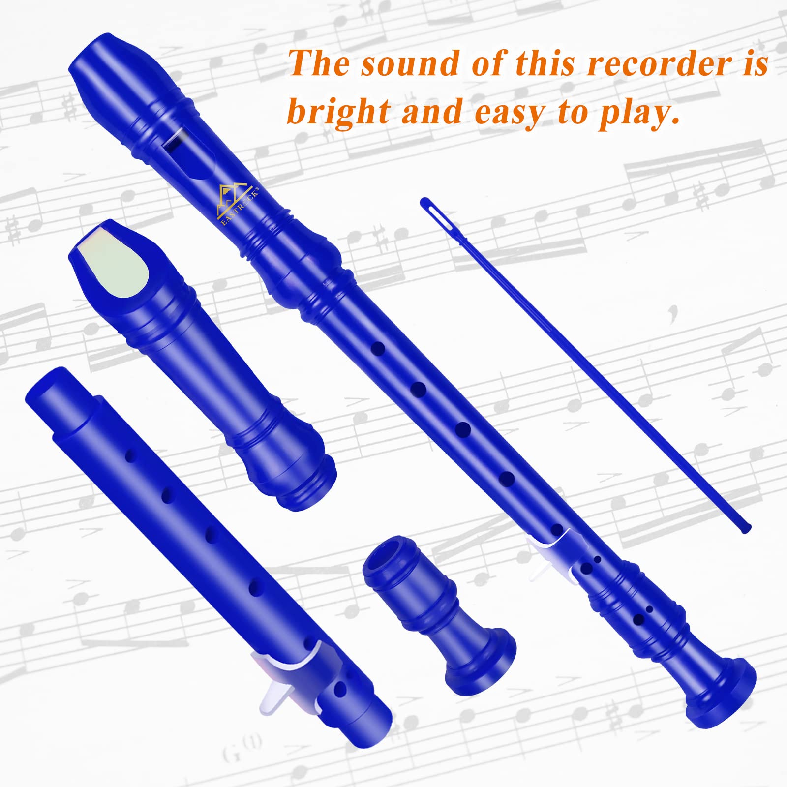 Eastrock Recorder Instrument German Style Soprano Recorder White 3 Pieces For Beginners And Professions With Cleaning Rod, Finge