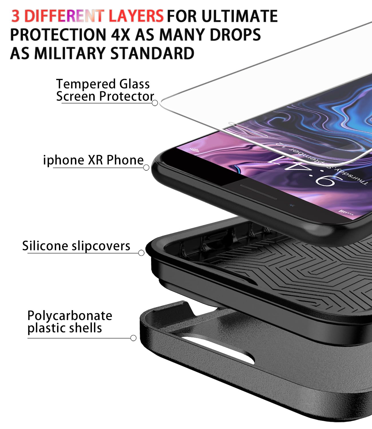 Diverbox For Iphone 8 Plus Case Iphone 7 Plus Case [Tempered Glass Screen Protector] [Shockproof] [Dropproof] Heavy Duty Protect