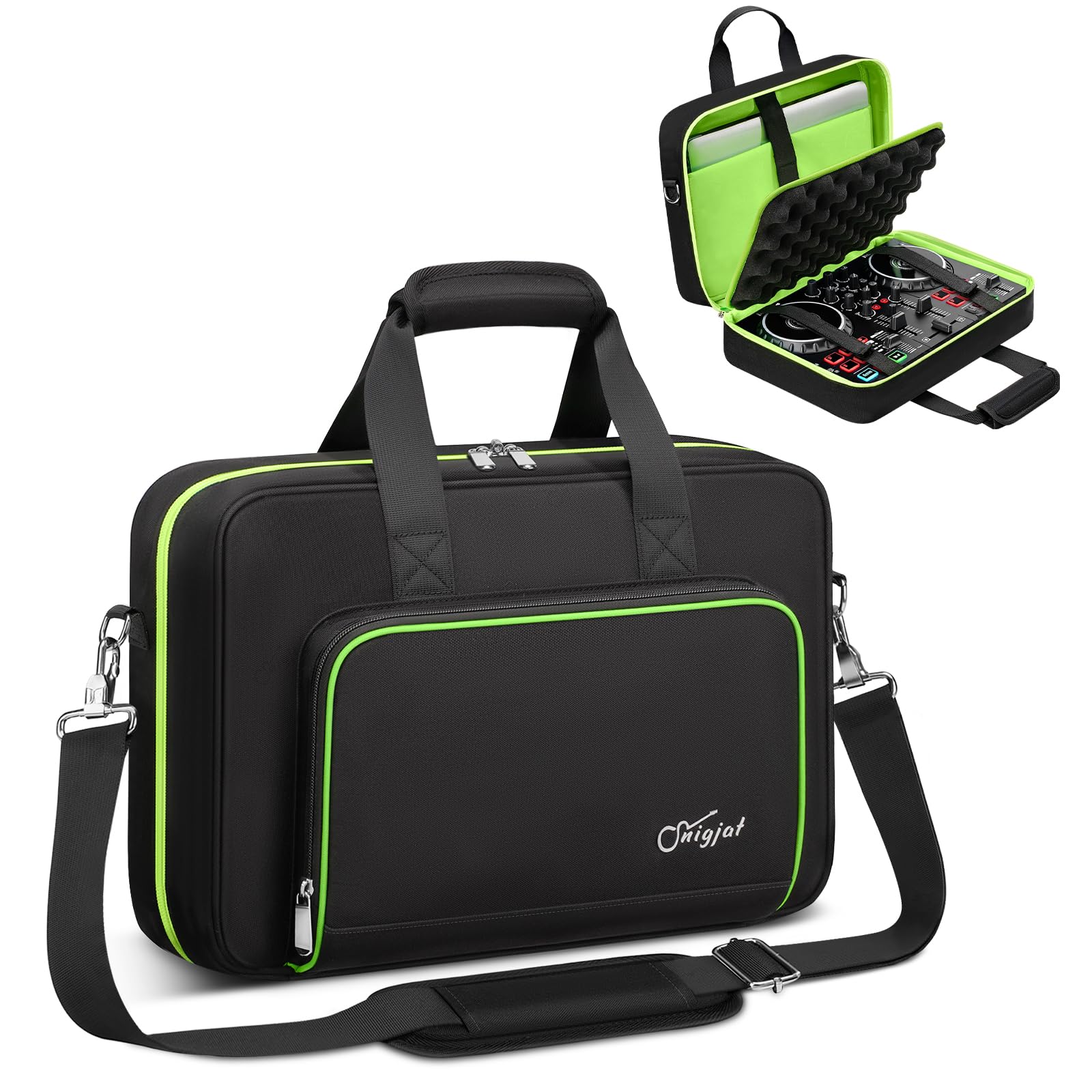 SNIGJAT DJ Controller Case Compatible for Hercules DJControl Inpulse 200 MK2/ 200, Padded DJ Bag with 14 Laptop Pocket, Soft Tra