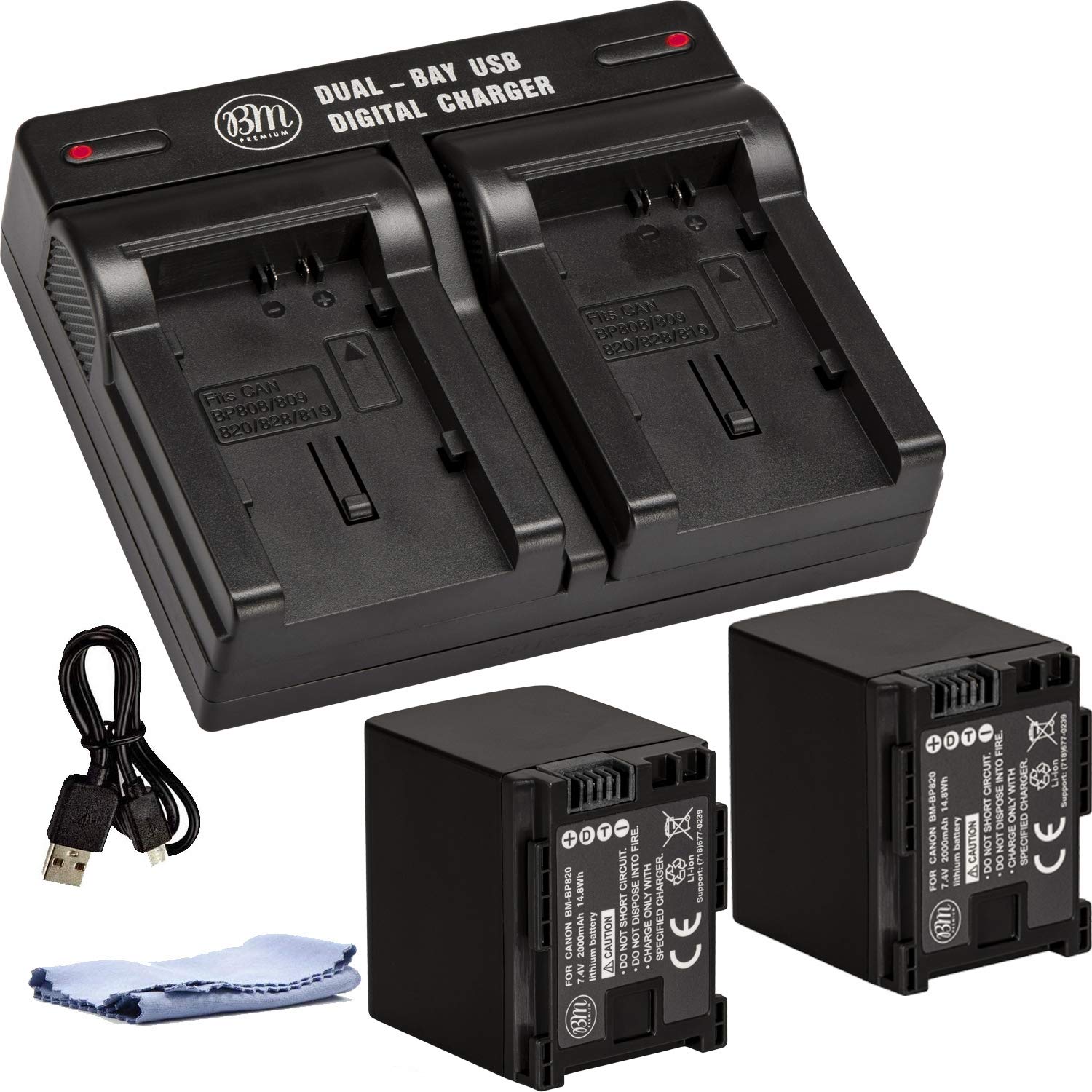 Bm 2 Bp 820 Batteries And Dual Battery Charger For Canon Vixia Hf G50, Hf G60, Hf G70, Xa40, Xa45, Xa50, Xa55, Hfg30, Hfg40, Hfm