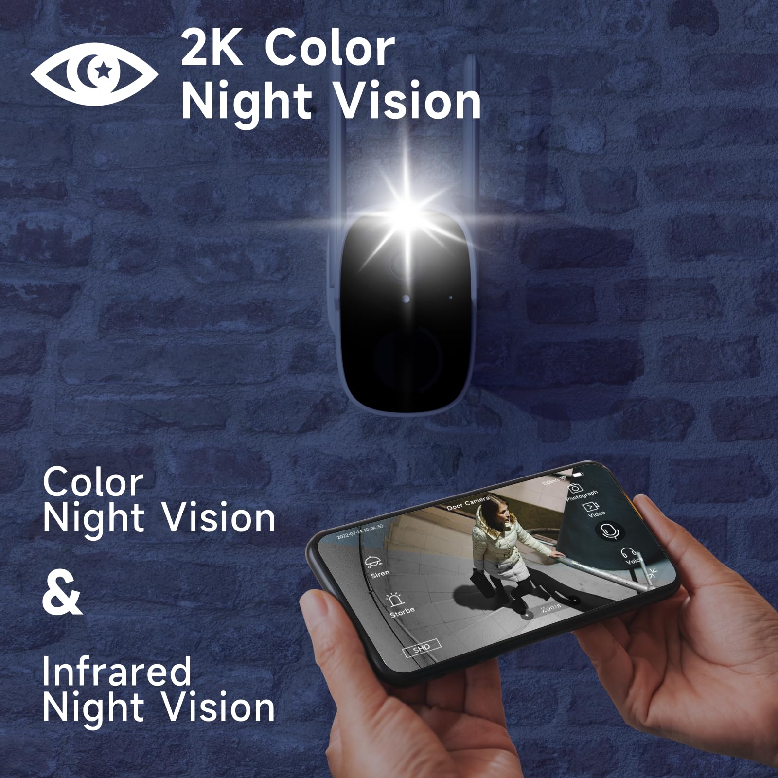 Rraycom Solar Camera Security Outdoor, Solar Powered Wifi System Surveillance Camera With 2K Color Night Vision, 2 Way Talk, Spotlight & Siren, Compatible With Alexa