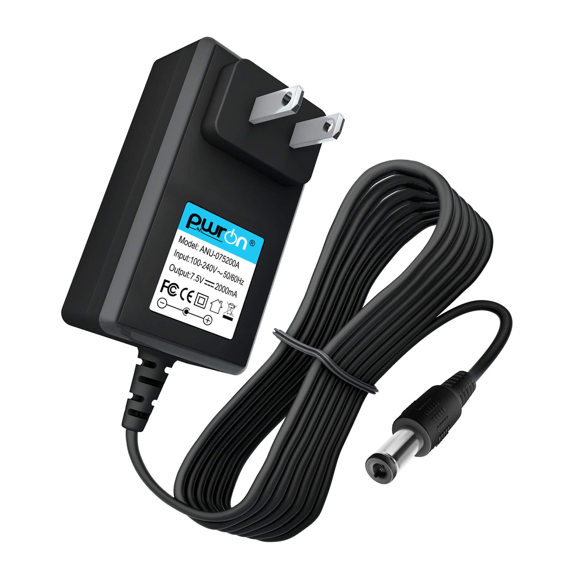 Pwron (6.6Ft Cable) 7.5V 2A Ac Dc Adapter Compatible With For 400Ma 500Ma 800Ma 1000Ma Dc Adapter Power Supply 5.5Mm*2.1Mm/2.5Mm With Positive Center