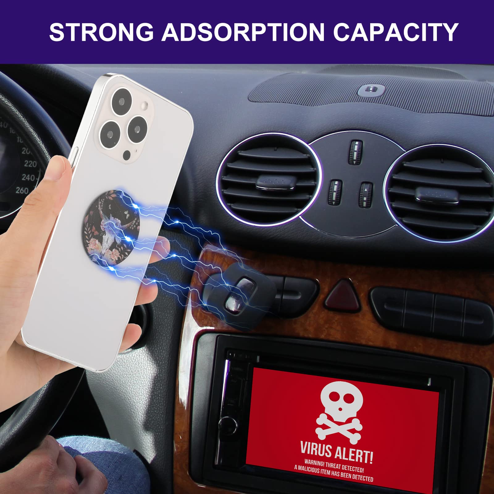 Weewooday 8 Pcs Phone Magnet Car Metal Mount Plate For Cell Holder Compatible With Magnetic Car Mounts Replacement Sticker(Unico