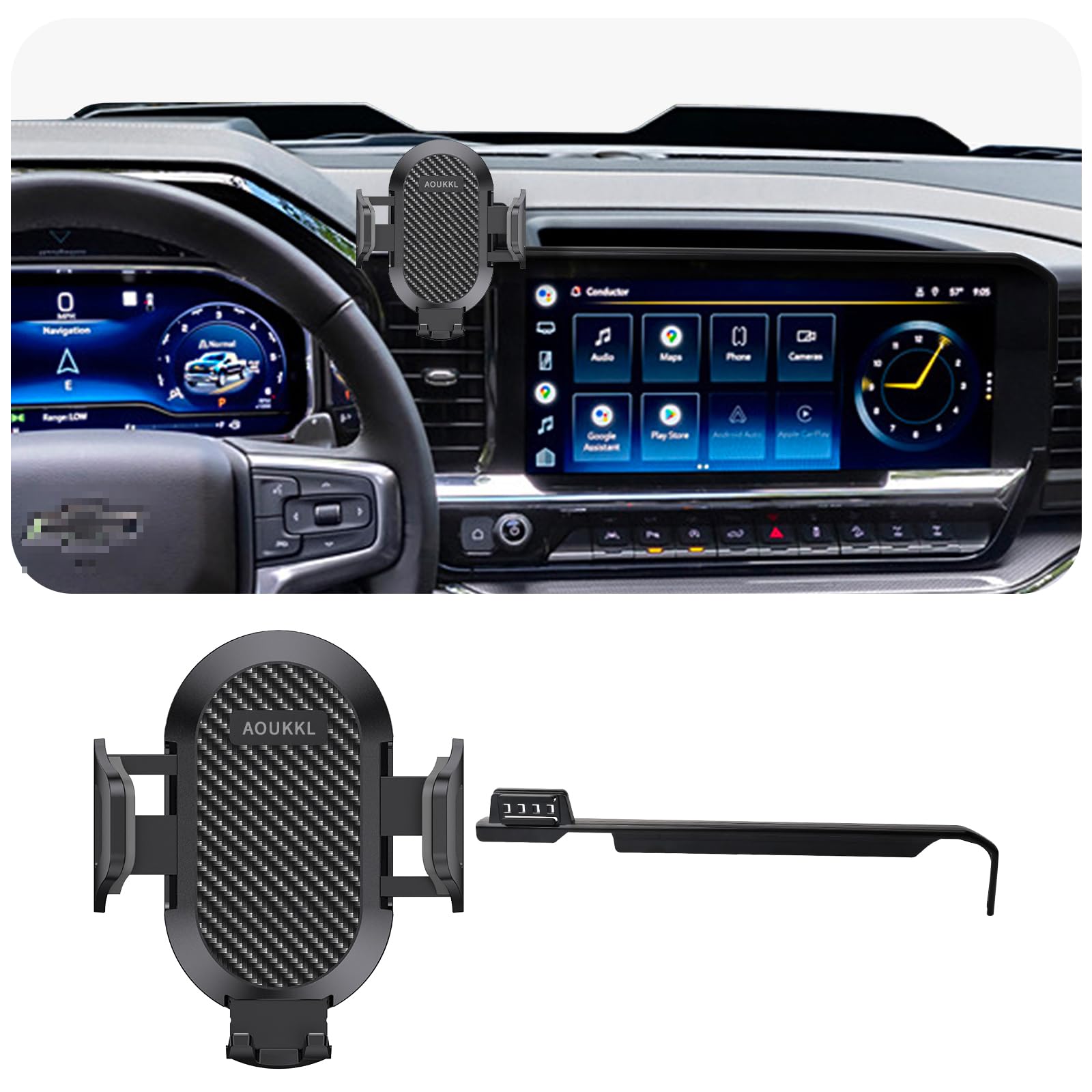 Aoukkl Car Phone Holder Fits For Chevy Silverado/Gmc Sierra 1500/2500/3500 Accessories 2022 2023 2024 2025(Only Fit For 13.4-Inc