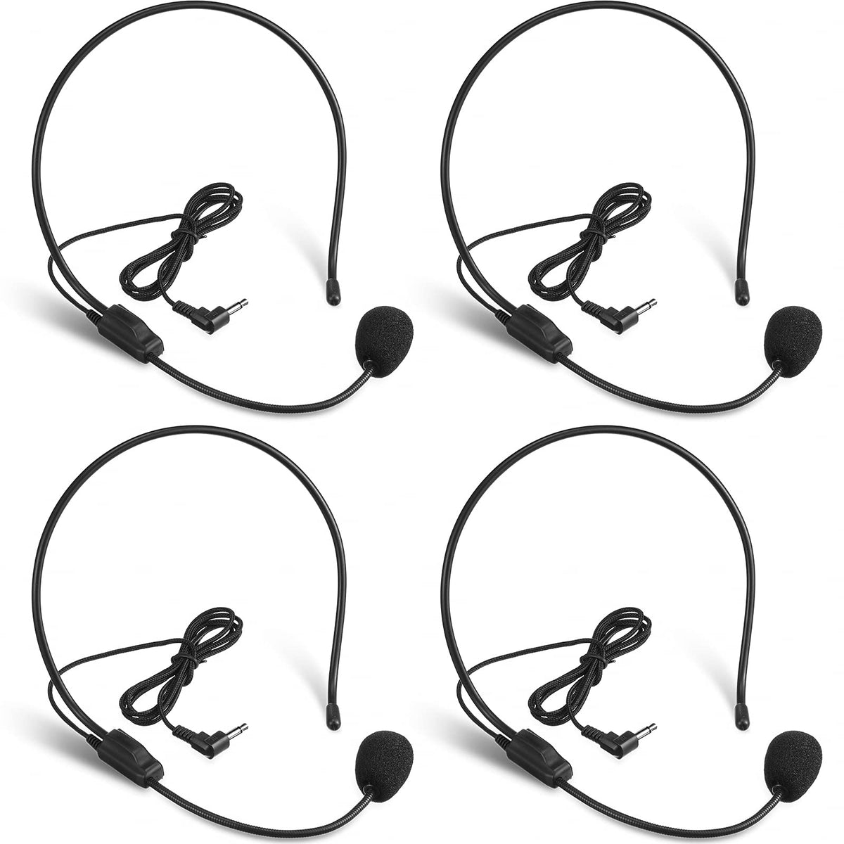 Boao 4 Pieces Headset Microphone, Flexible Boom For Voice Amplifier Not Phone Or Pc, Teachers, Speakers, Singer, Dancer, Coaches, Presentations, Seniors