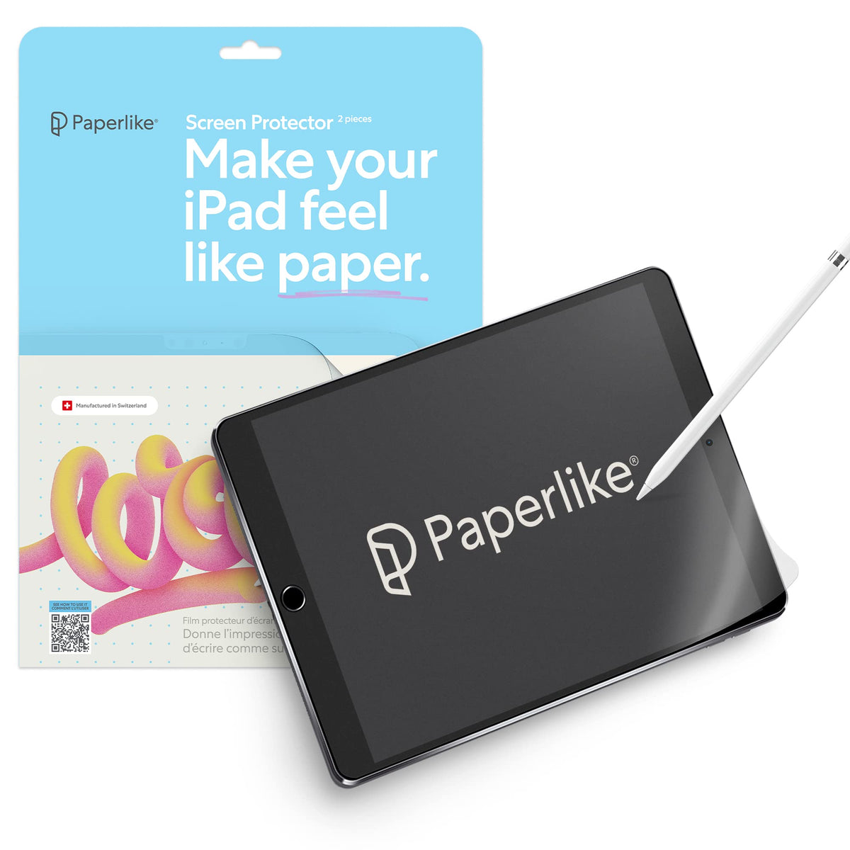 Paperlike 2.1 (2 Pieces) For Ipad 10.2'' (2019/20/21) 9Th Generation   Transparent Screen Protector For Notetaking And Drawing L