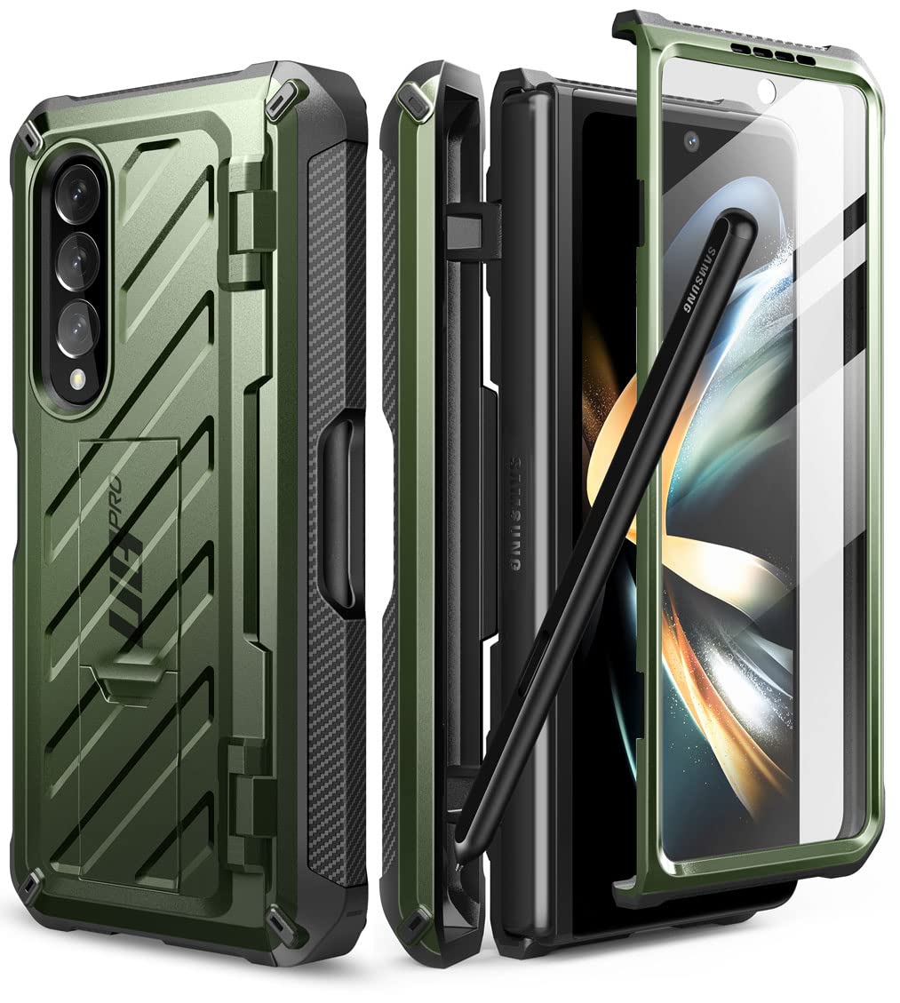SupCase for Galaxy Z Fold 4 Case with S Pen Holder (Unicorn Beetle Pro), [Built-in Screen Protector & Stand] [Military-Grade Pro