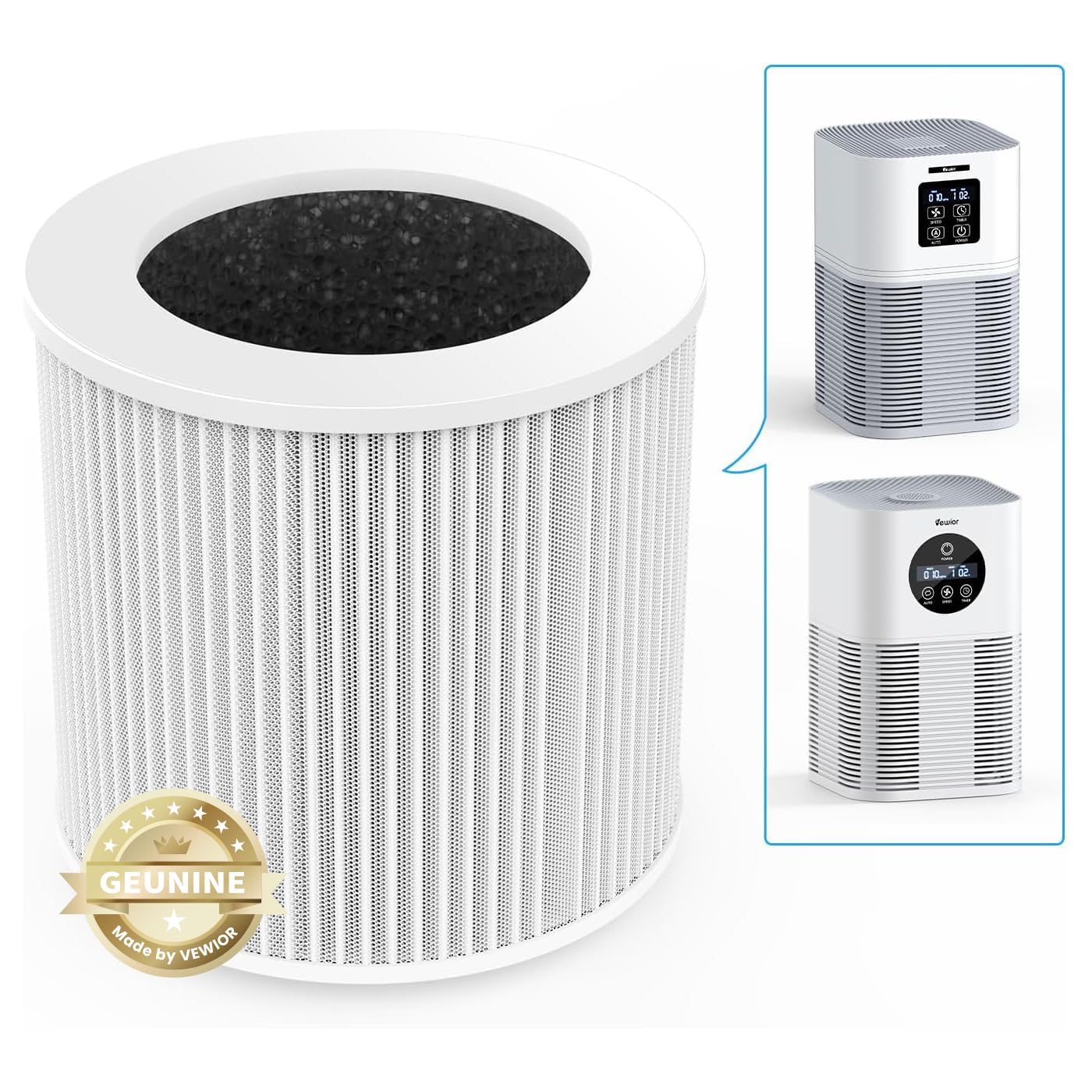 VEWIOR Official A1 A1W Air Purifier Replacement Filter H13 True HEPA Air Filter, Compatible with VEWIOR HQSC-50 HQKJ-80 A1 A1W A
