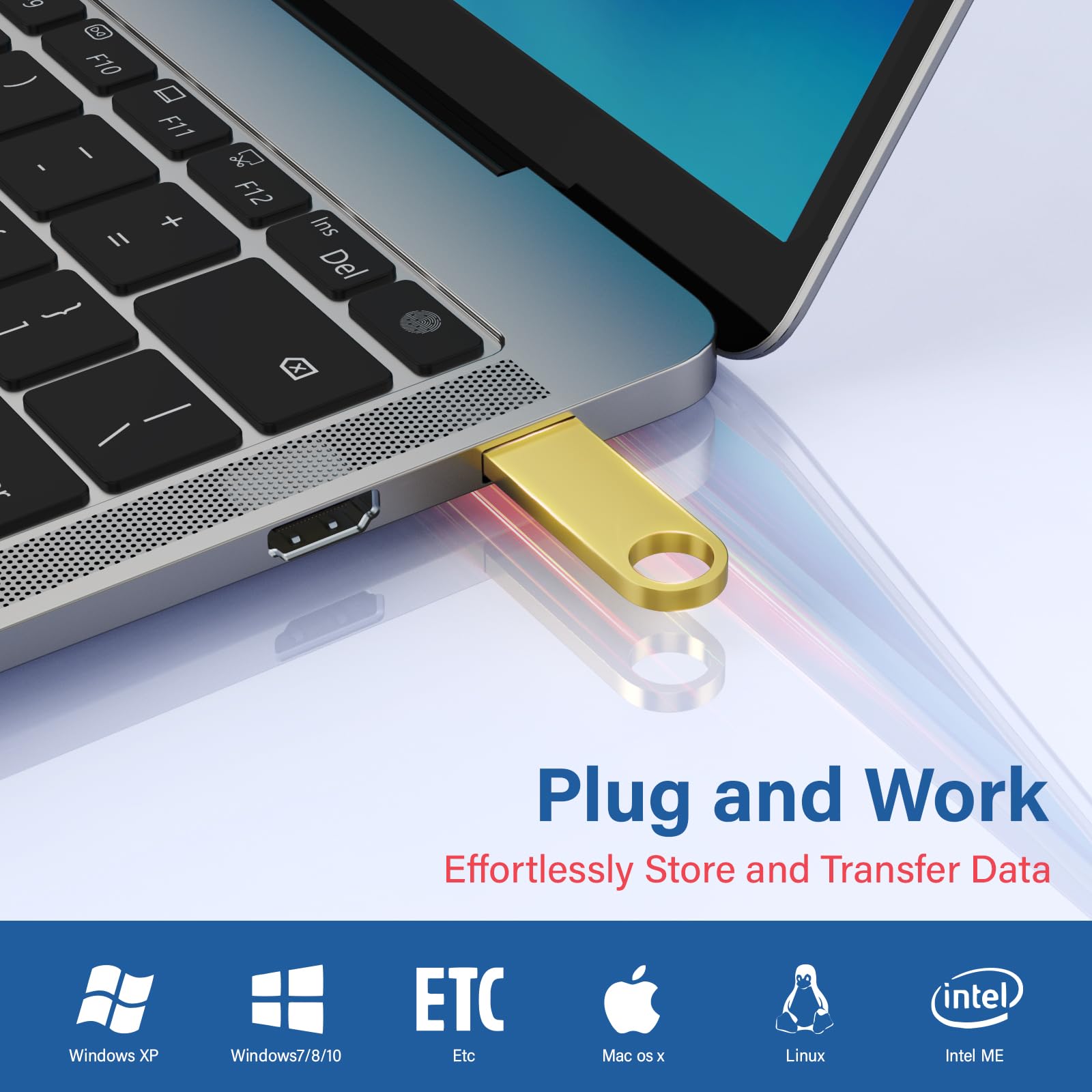 Wooolken 20 Pack 4Gb Usb Flash Drive With Keychains, Sleek Metal Usb 2.0 Thumb Drives Memory Stick For Pc Laptop Computer(Sliver