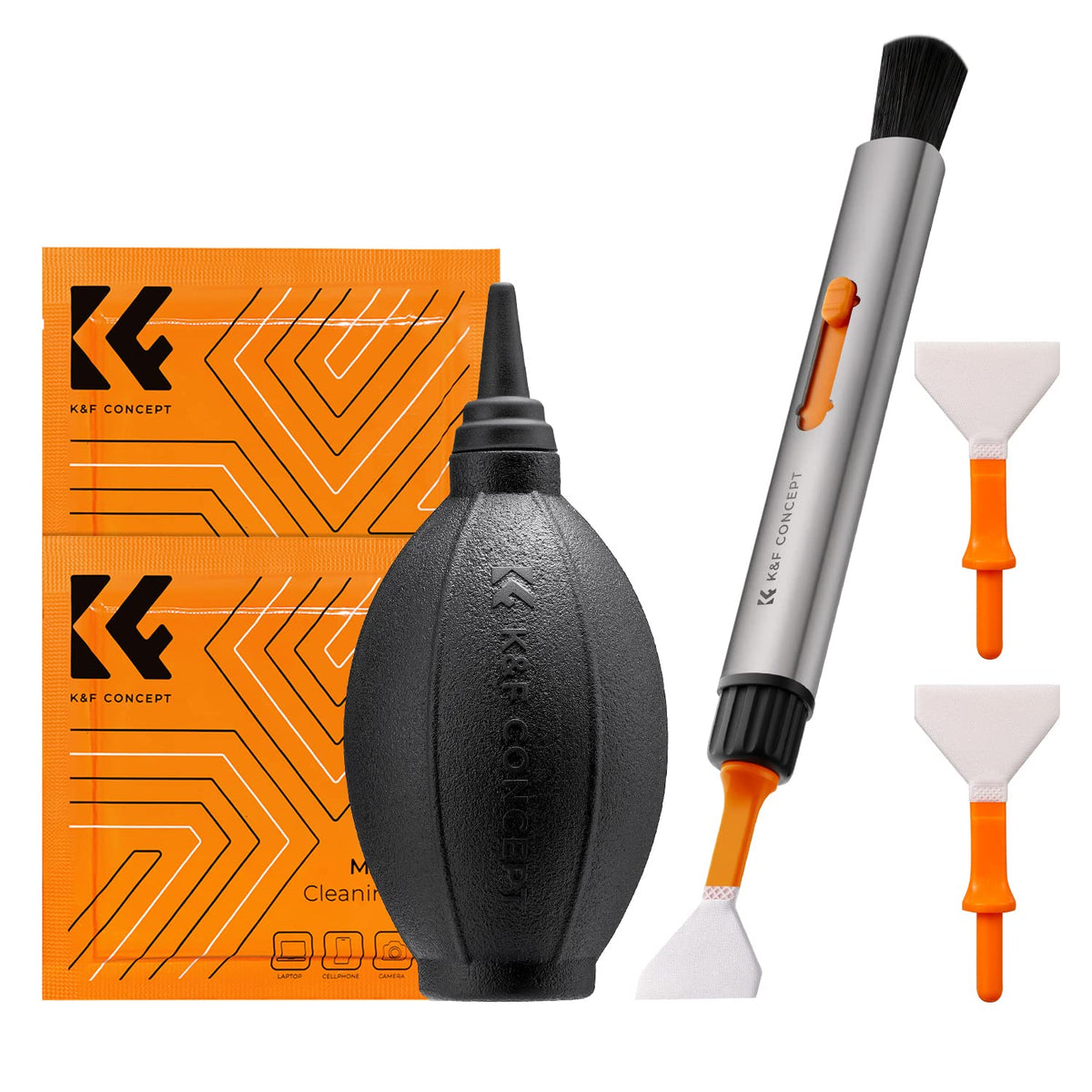 K&F Concept Camera Cleaning Kit, 6 In 1 With Vacuum Cleaning Cloth*2, Replaceable Cleaning Pen, Full Frame Cleaning Wand*2, Sili