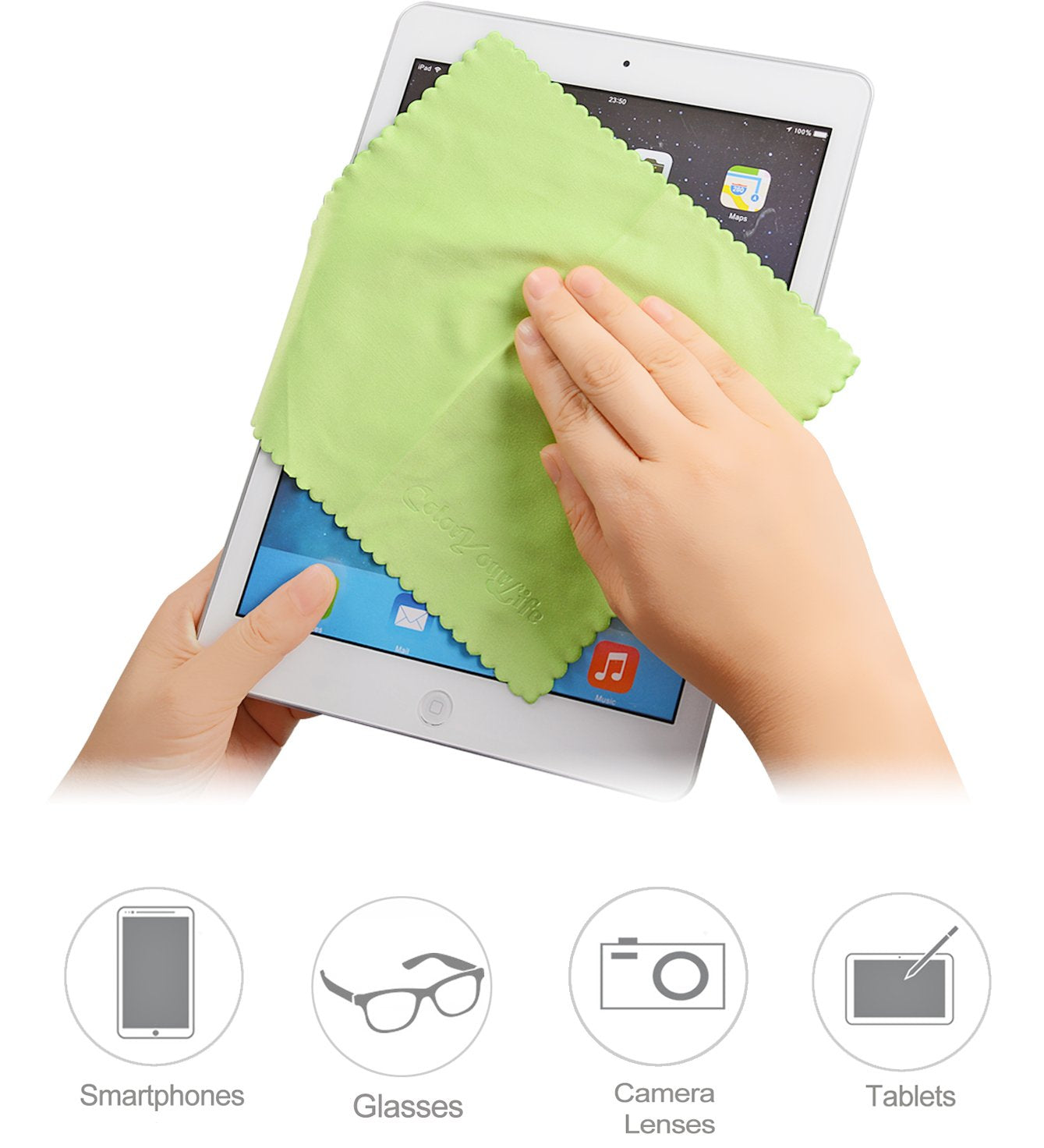 Coloryourlife 10 Pack Microfiber Cleaning Cloths For Smart Phones, Laptops, Tablets, Lenses, Lcd Monitor, Tv, Camera, Glasses, Optics Etc In Retail Packaging