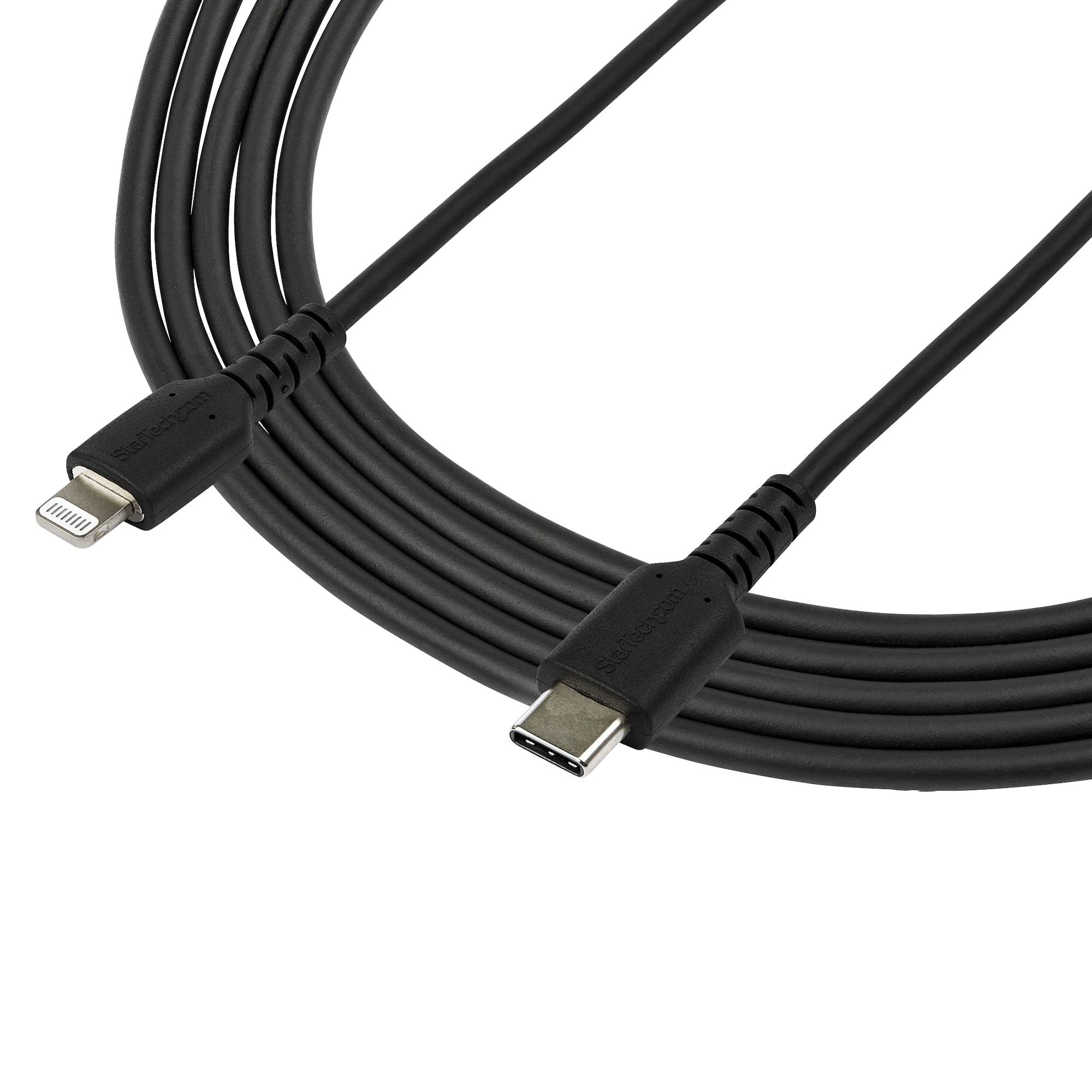 Startech.Com 6 Foot (2M) Durable Black Usb-C To Lightning Cable - Heavy Duty Rugged Aramid Fiber Usb Type C To Lightning Charger
