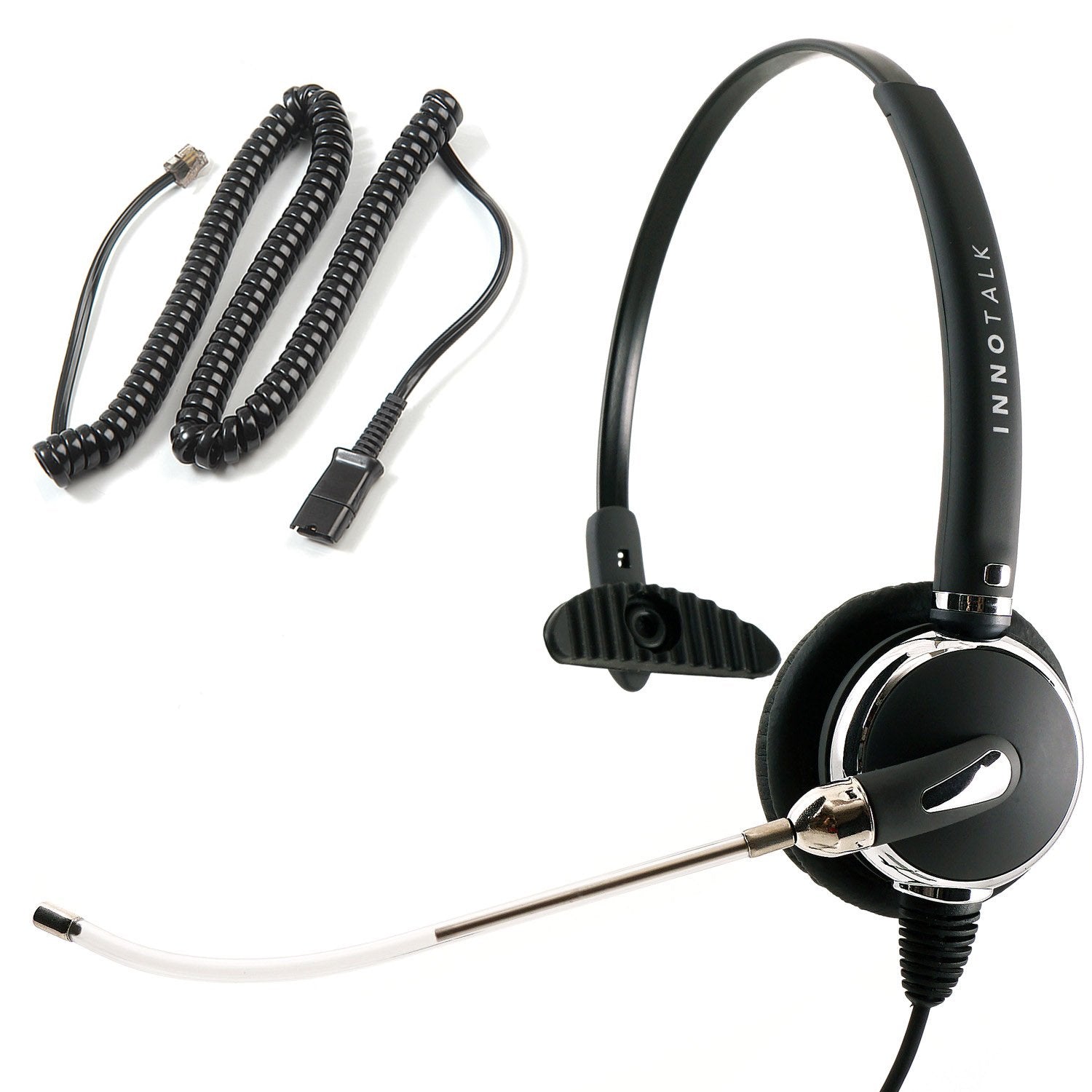 Innotalk   Rj9 Pro V Tube Mic Mono Office, Call Center Phone Headset & Quick Disconnect Pigtail Adapter, Headset For Polycom, Mi