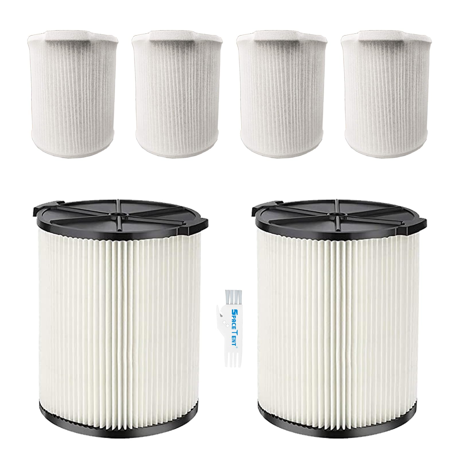 2 Pack Vf4000 Filter Replacement For Rigid Shop Vac Filter, Standard Wet/Dry Vac Filter 72947, Compatible With Ridgid Most 5 20