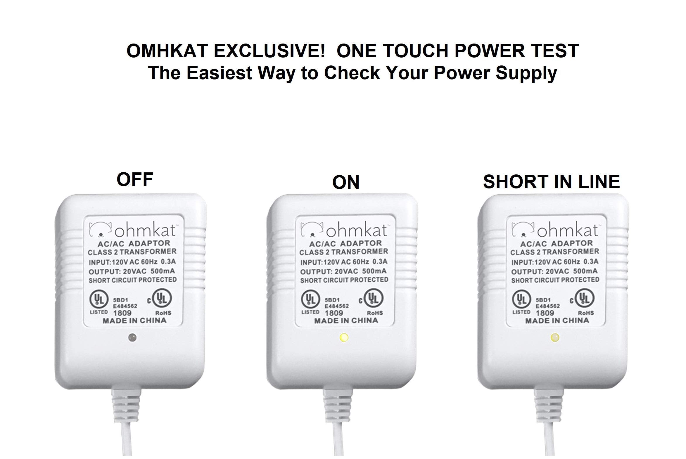 OhmKat Video Doorbell Power Supply - Transformer & Adapter for Nest - White - Model EC-001