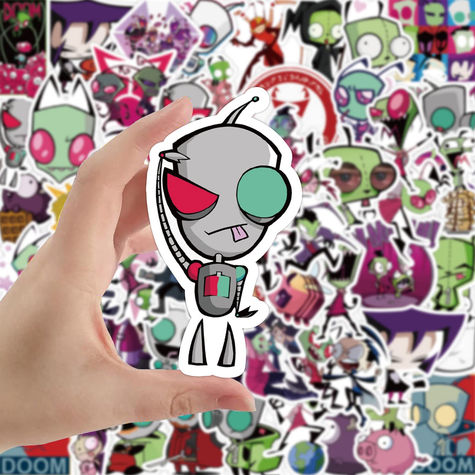 50Pcs Invader Zim Stickers Funny Cartoon Anime Stickers For Kids Journal,Cute Aesthetic Cartoon Vinyl Waterproof Decals For Wate