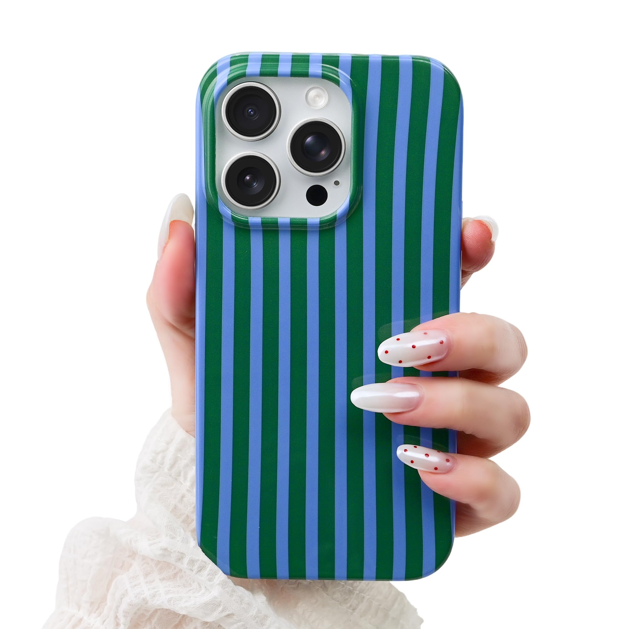 SleekCover Compatible with iPhone 15 Pro Max Case,Cute Aesthetic Striped Pattern Cover for Women Girls,Soft TPU Shockproof Prote