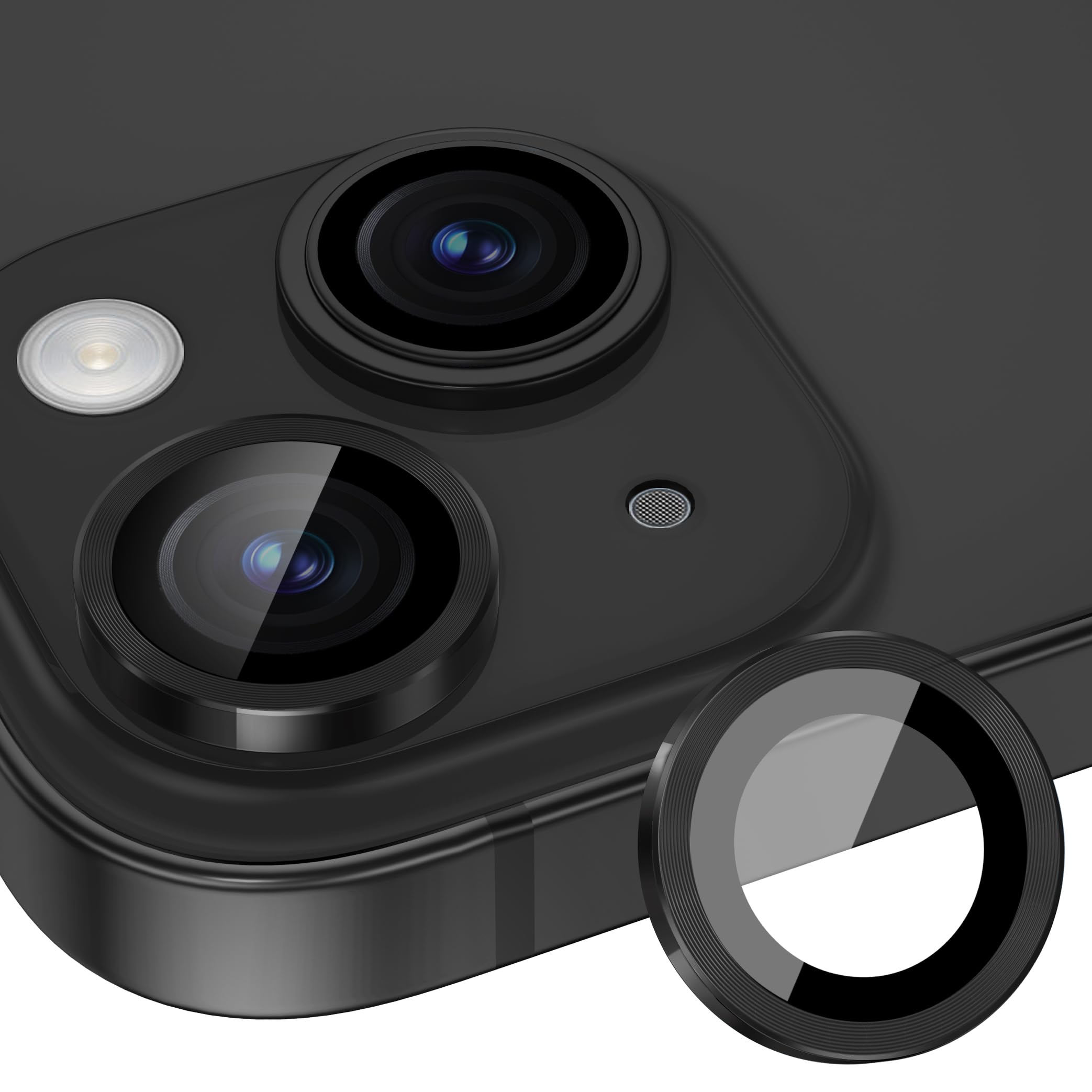 Xfilm Camera Lens Protector Compatible for iPhone 15/15 Plus, Individual Metal Ring 9H Hardness Scratchproof Protector, Stylish 