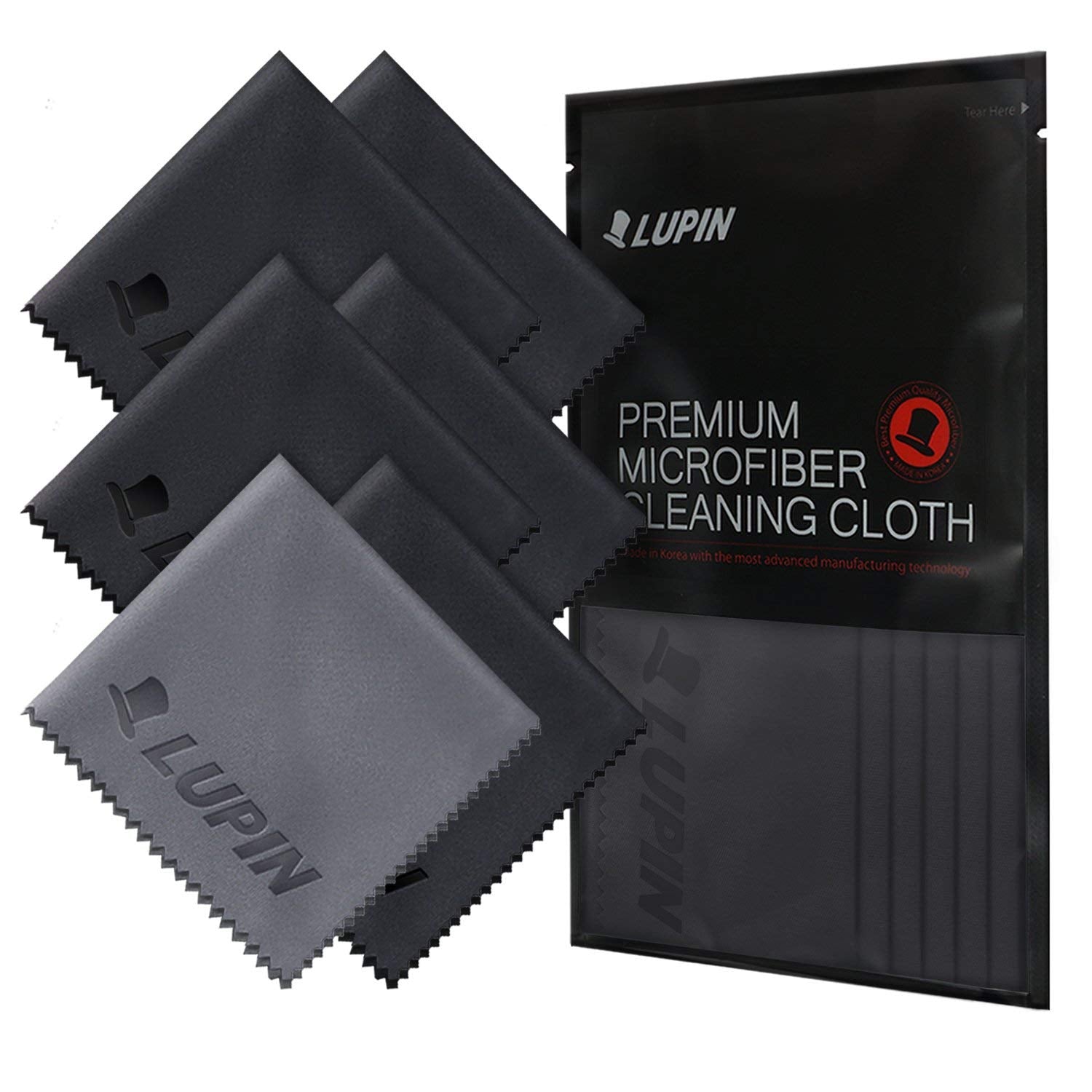 Lupin Microfiber Cleaning Cloths, 6 Pack Premium Ultra Lint Free Polishing Cloth For Cell Phone, Tablets, Laptops, Ipad, Glasses