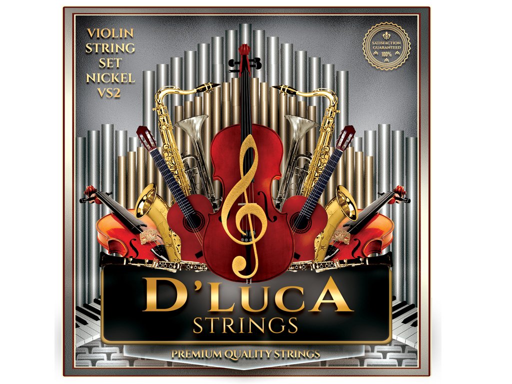 D'Luca Vs2 Coated Nickel Violin String Set   Medium, 1/10