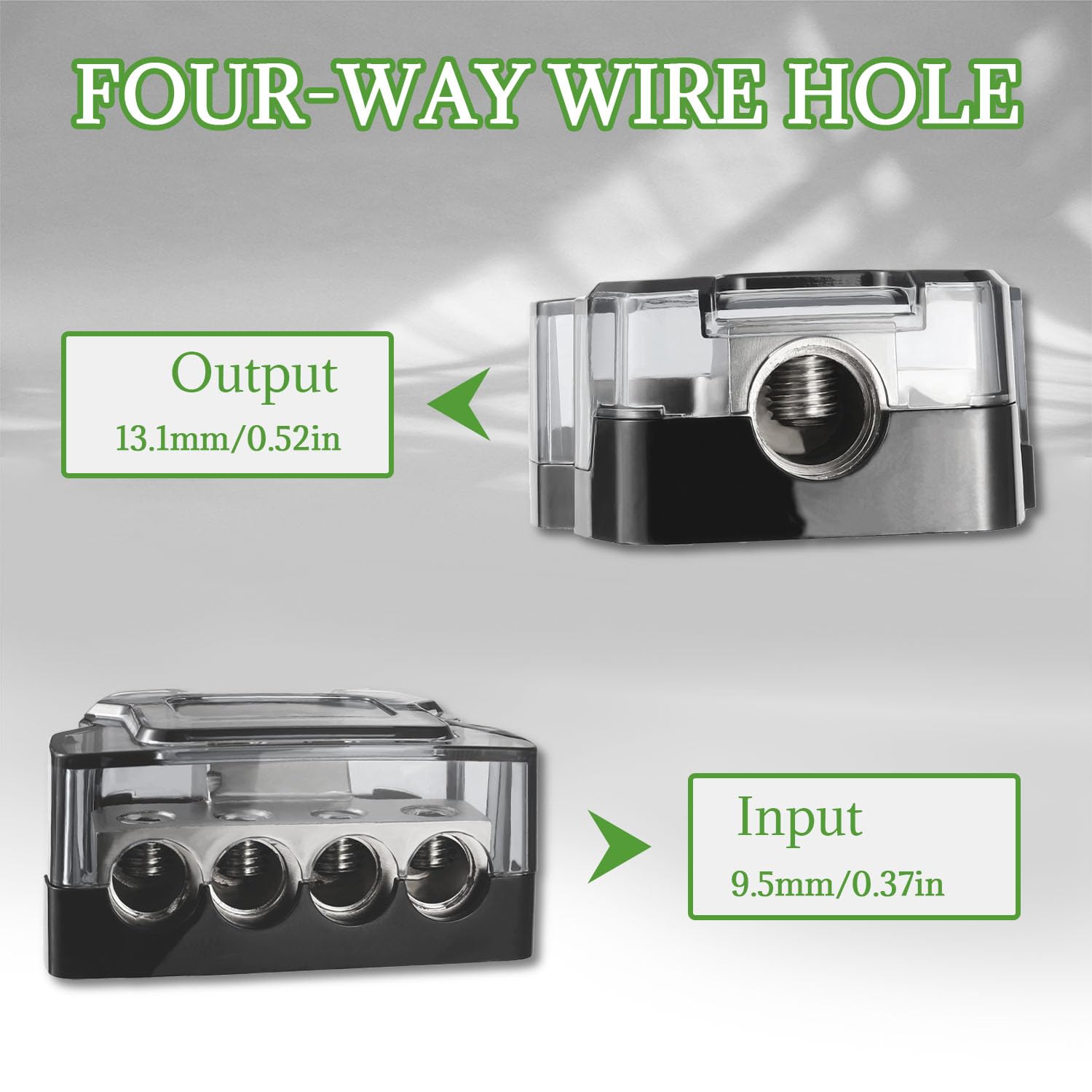 Bojack 4 Way Power Distribution Connecting Block 1X0/2/4 Gauge Input 2X4/8 Gauge Output Power Distribution Block For Car Amplifi